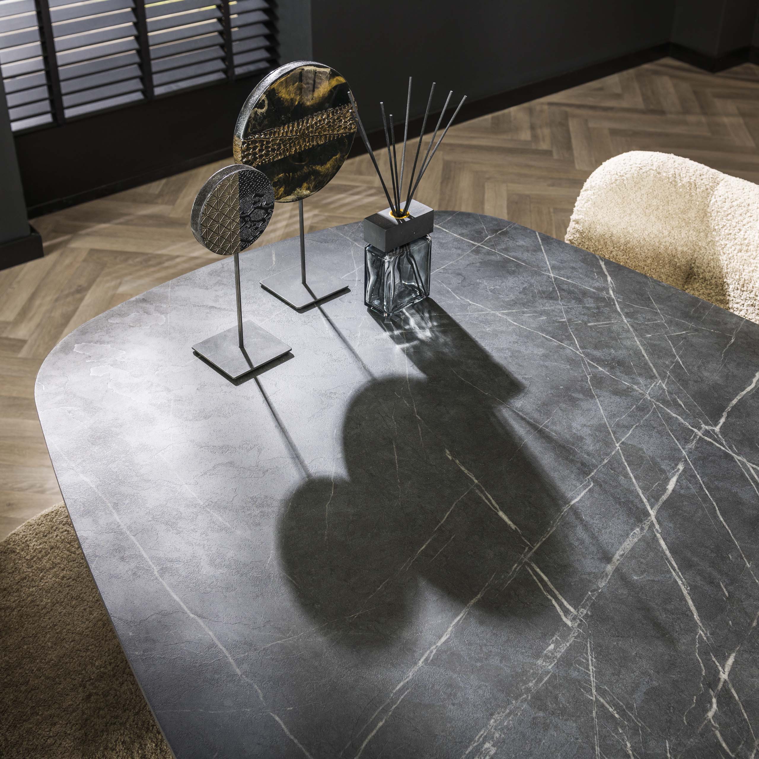 Eettafel Onyx Cross deens ovaal 215cm / 3D melamine graphite – afbeelding 2