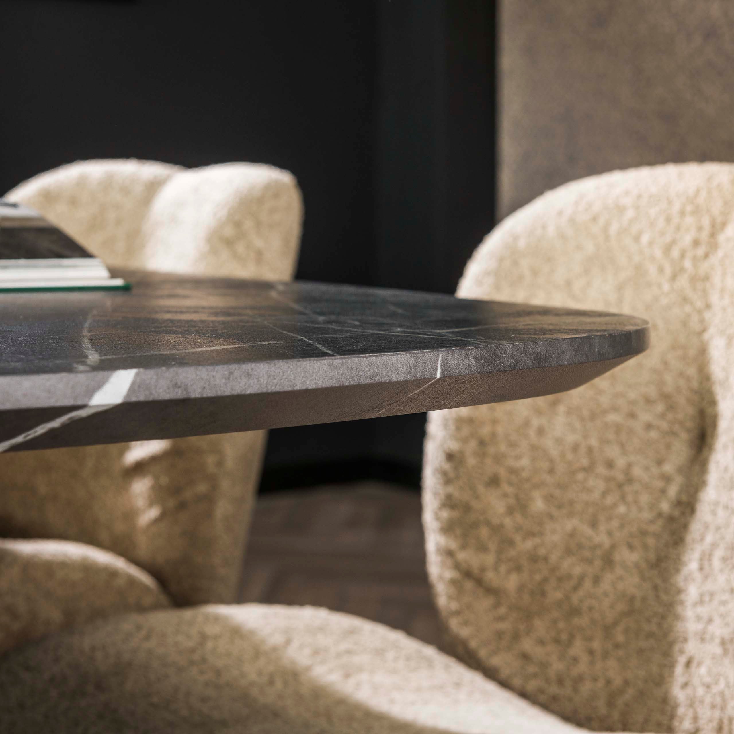 Eettafel Onyx Cross deens ovaal 215cm / 3D melamine graphite – afbeelding 3