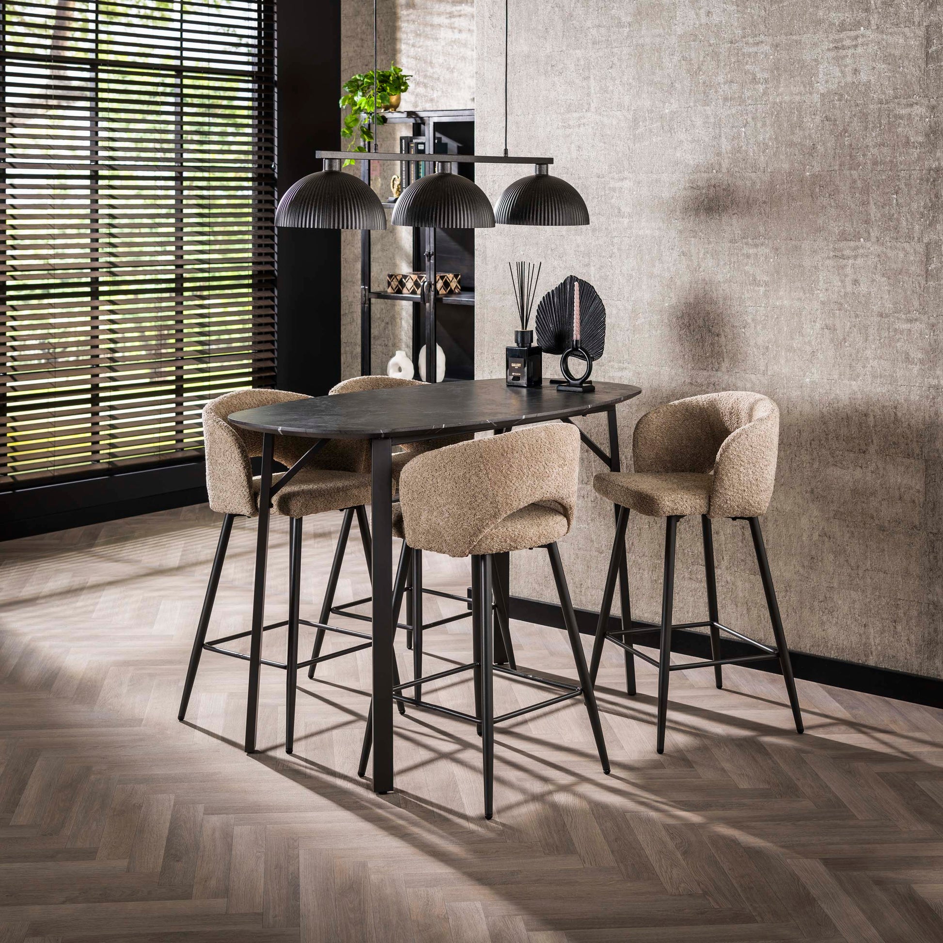 Bartafel Onyx deens ovaal 140cm / 3D melamine graphite – afbeelding 1