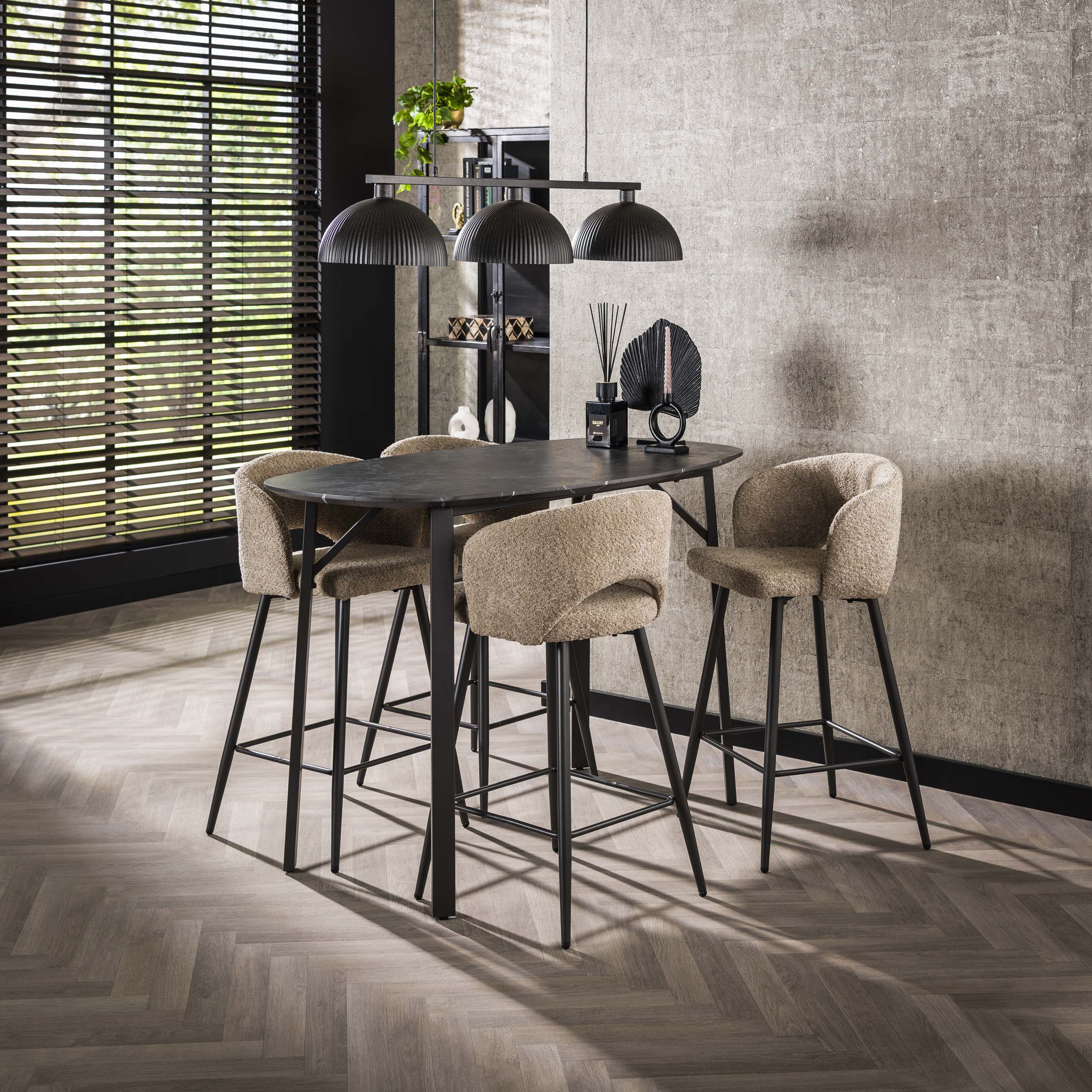 Bartafel Onyx deens ovaal 140cm / 3D melamine graphite – afbeelding 1