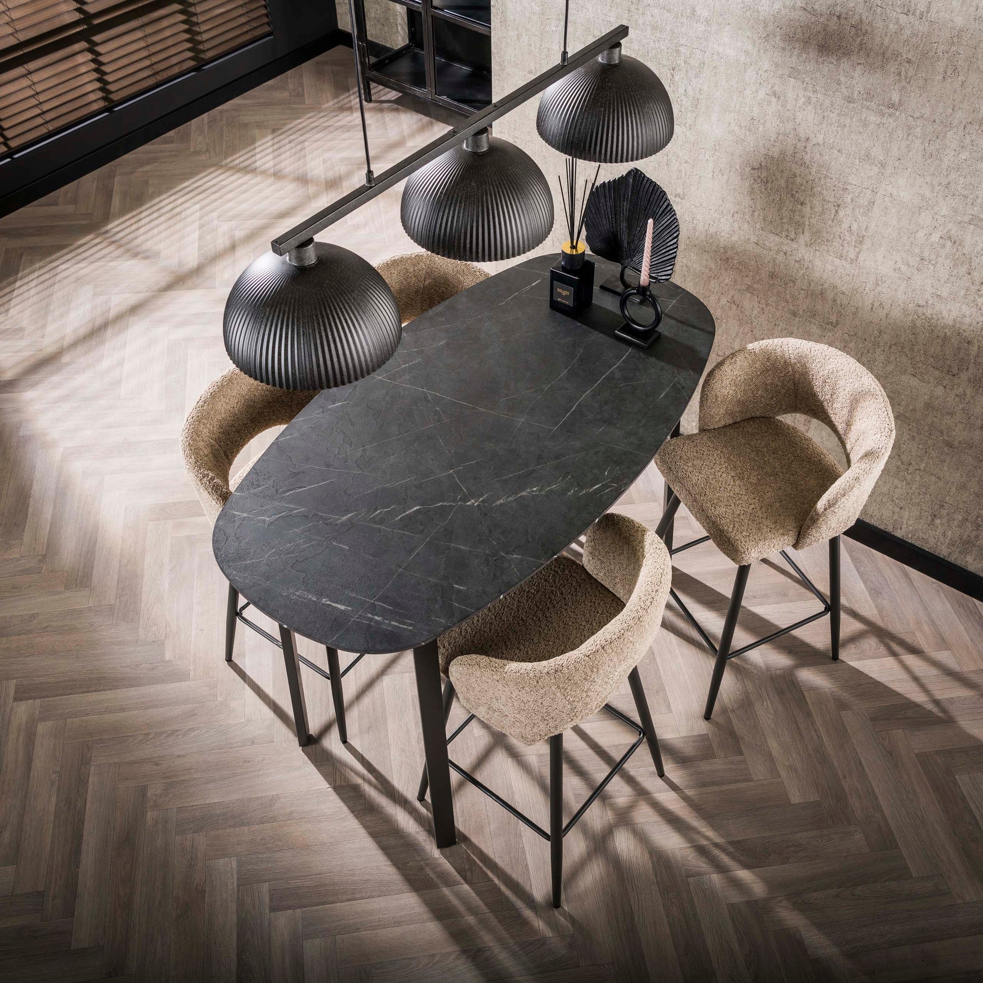 Bartafel Onyx deens ovaal 140cm / 3D melamine graphite – afbeelding 2