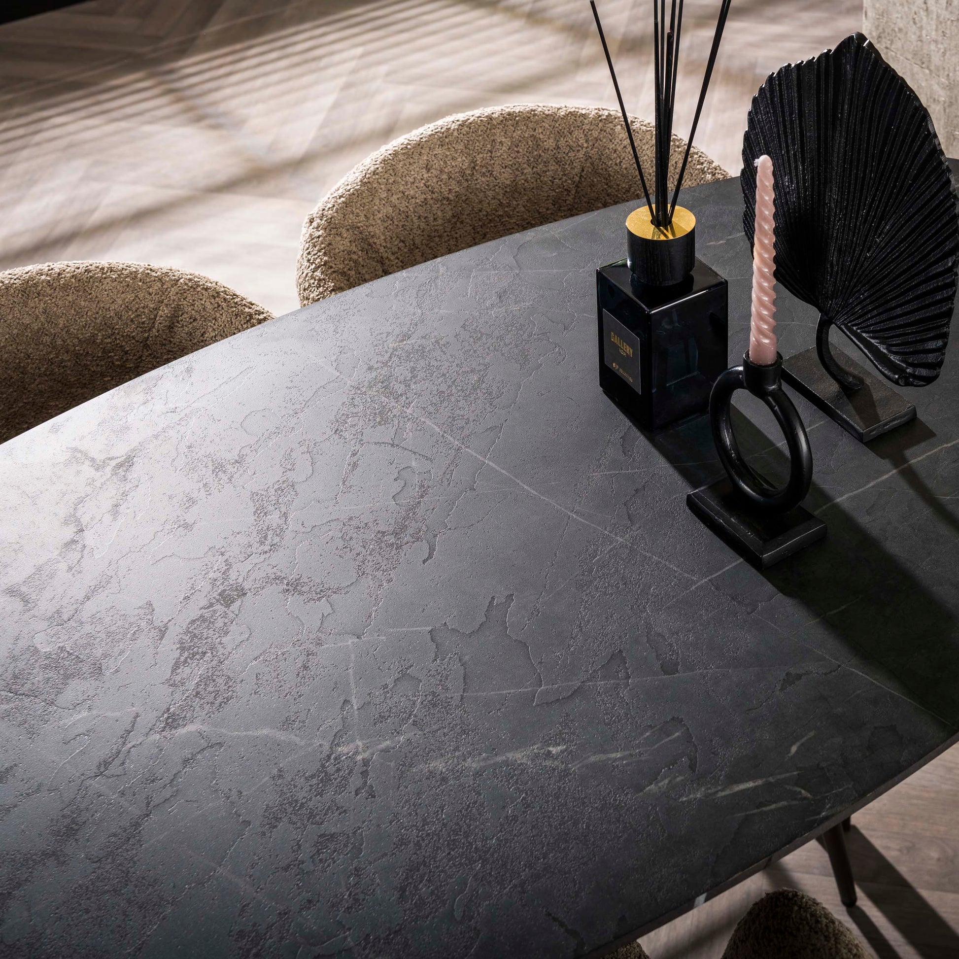 Bartafel Onyx deens ovaal 140cm / 3D melamine graphite – afbeelding 3
