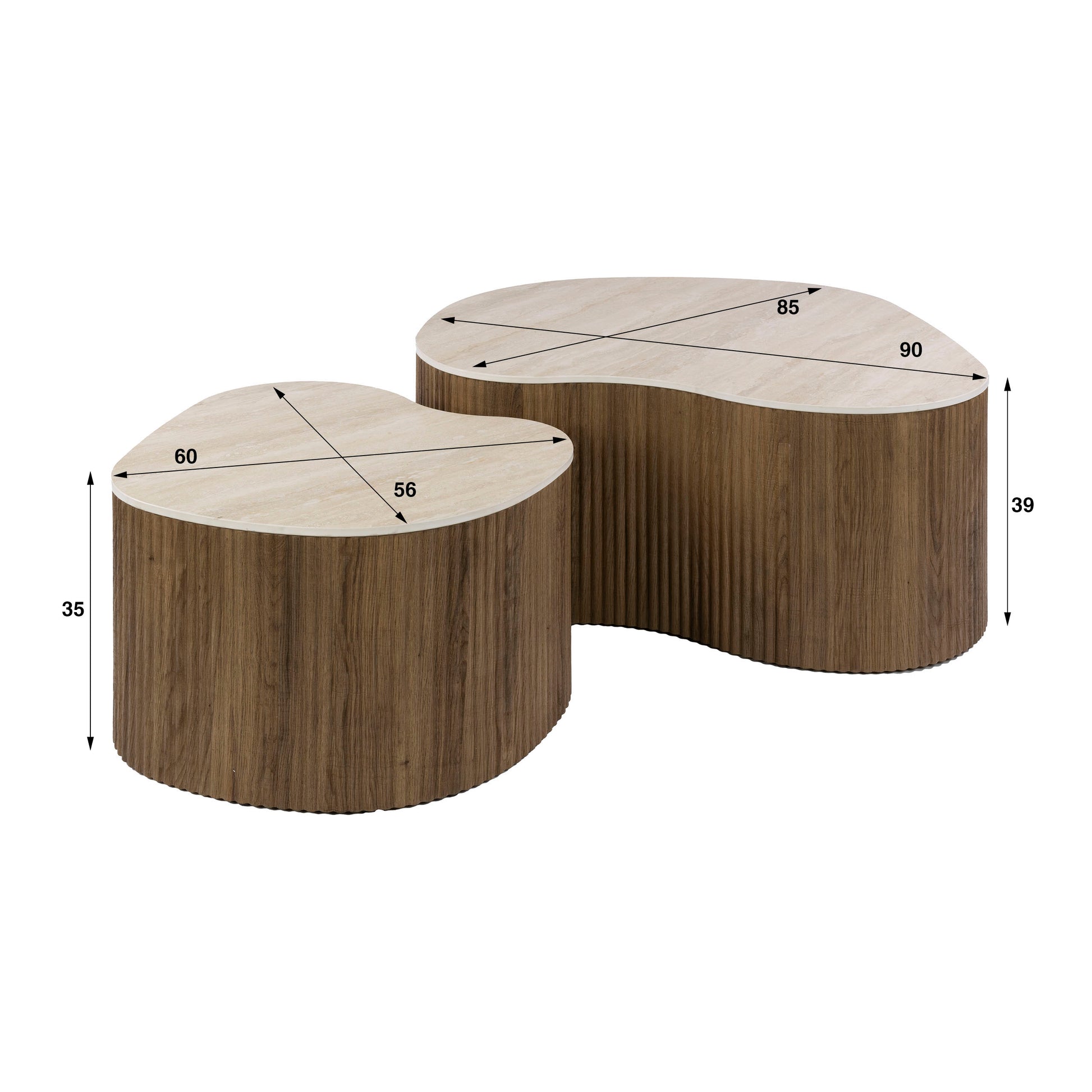 Salontafel Ceramo medio set van 2 / 3D keramiek travertin – afbeelding 5