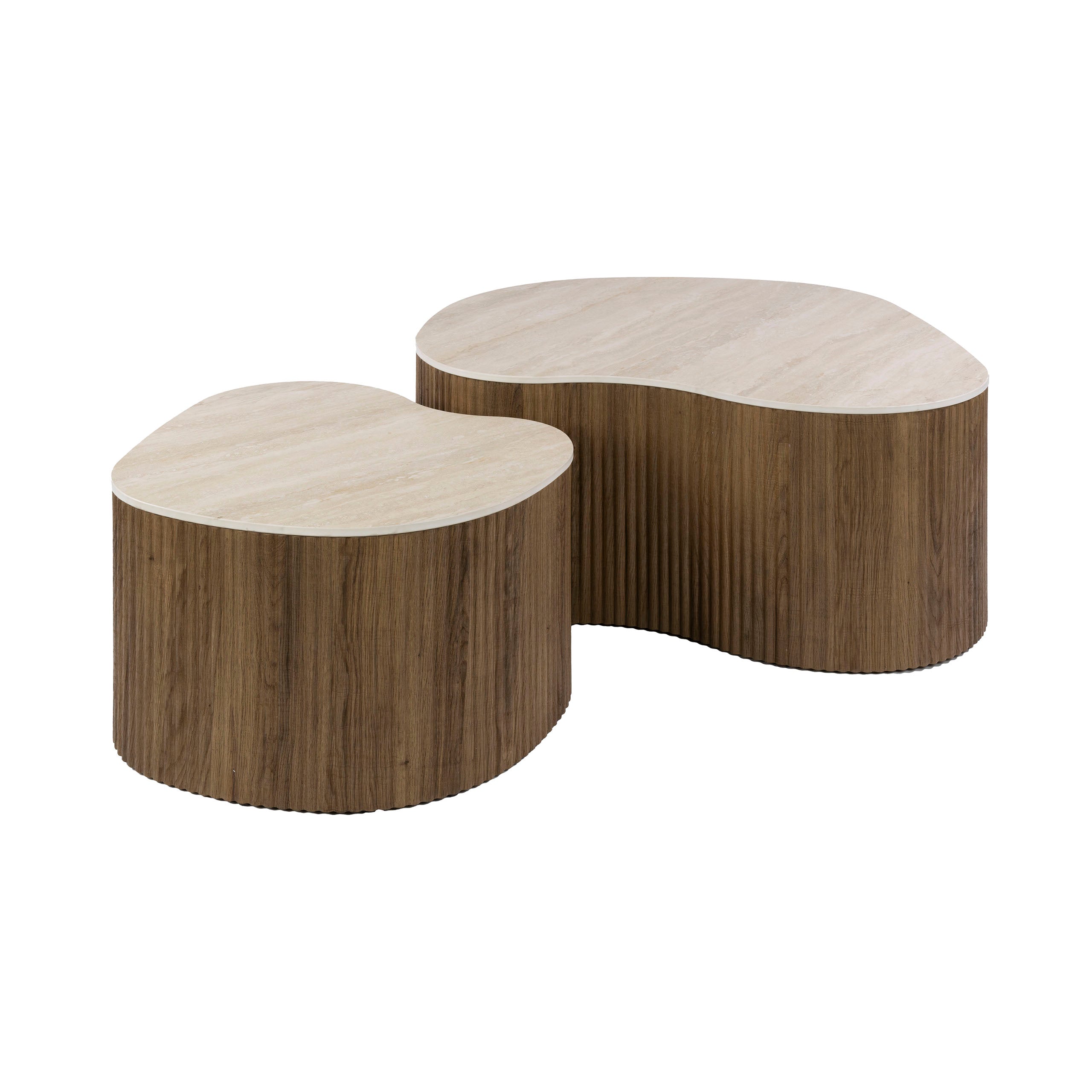 Salontafel Ceramo medio set van 2 / 3D keramiek travertin – afbeelding 4