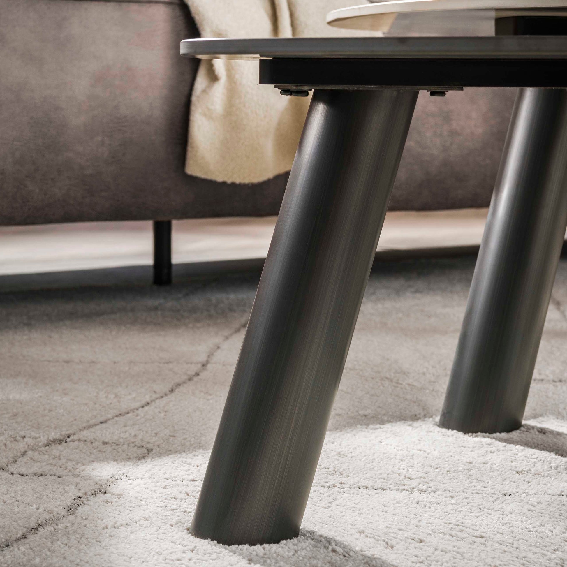 Salontafel Twin log set van 2 / 3D keramiek travertin zwart/grijs – afbeelding 5