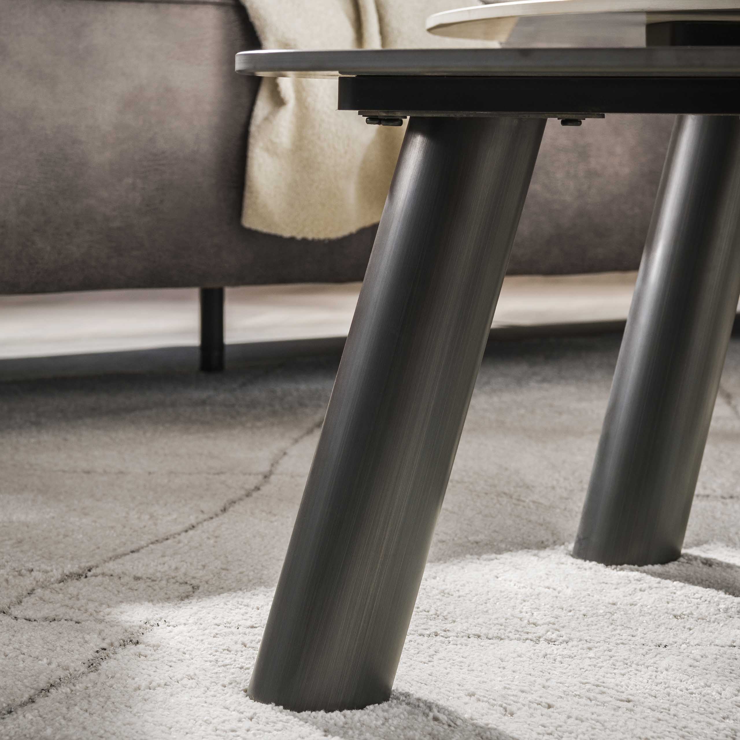Salontafel Twin log set van 2 / 3D keramiek travertin zwart/grijs – afbeelding 5