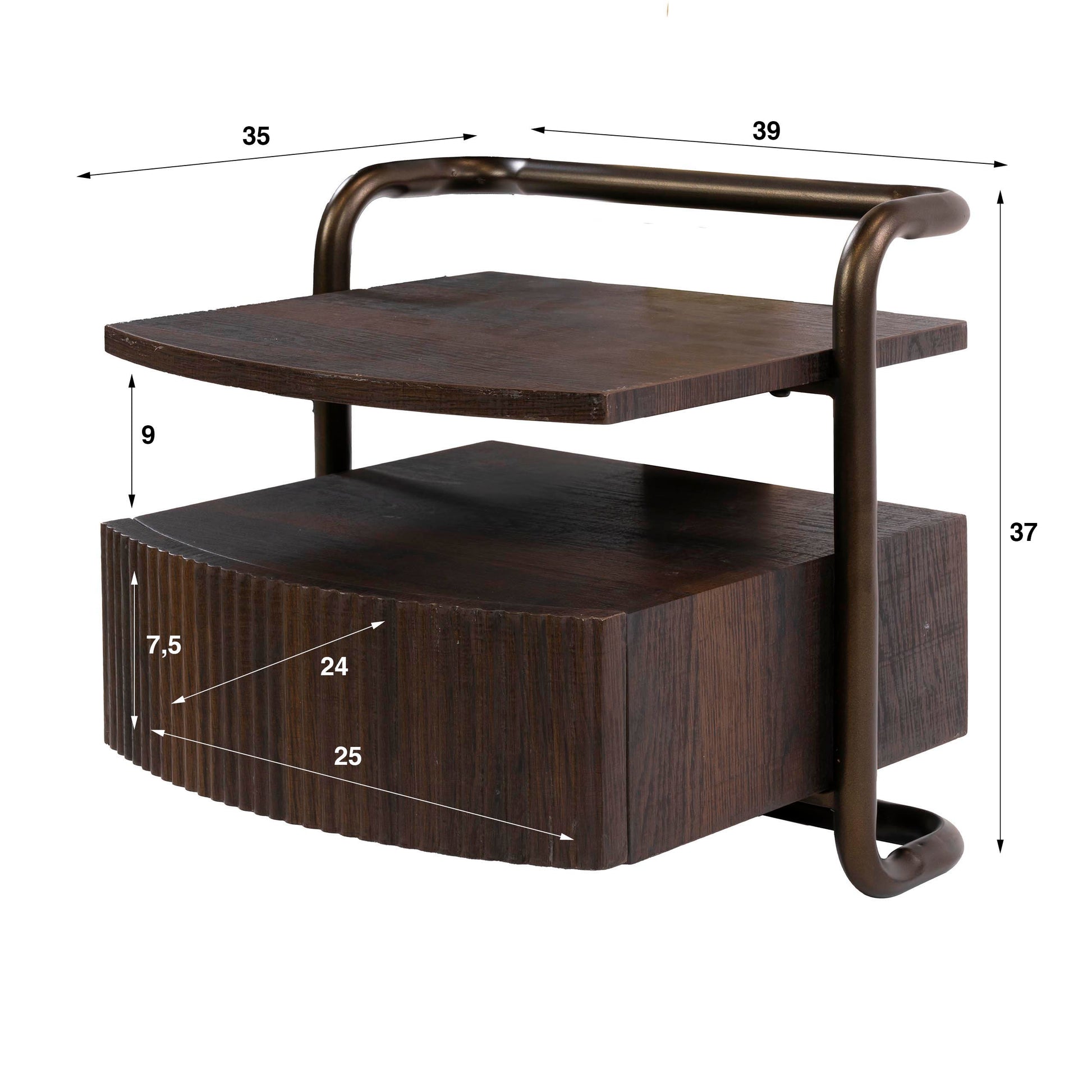 Nachtkastje Bend zwevend 1 lade / 3D eiken donkerbruin – afbeelding 4