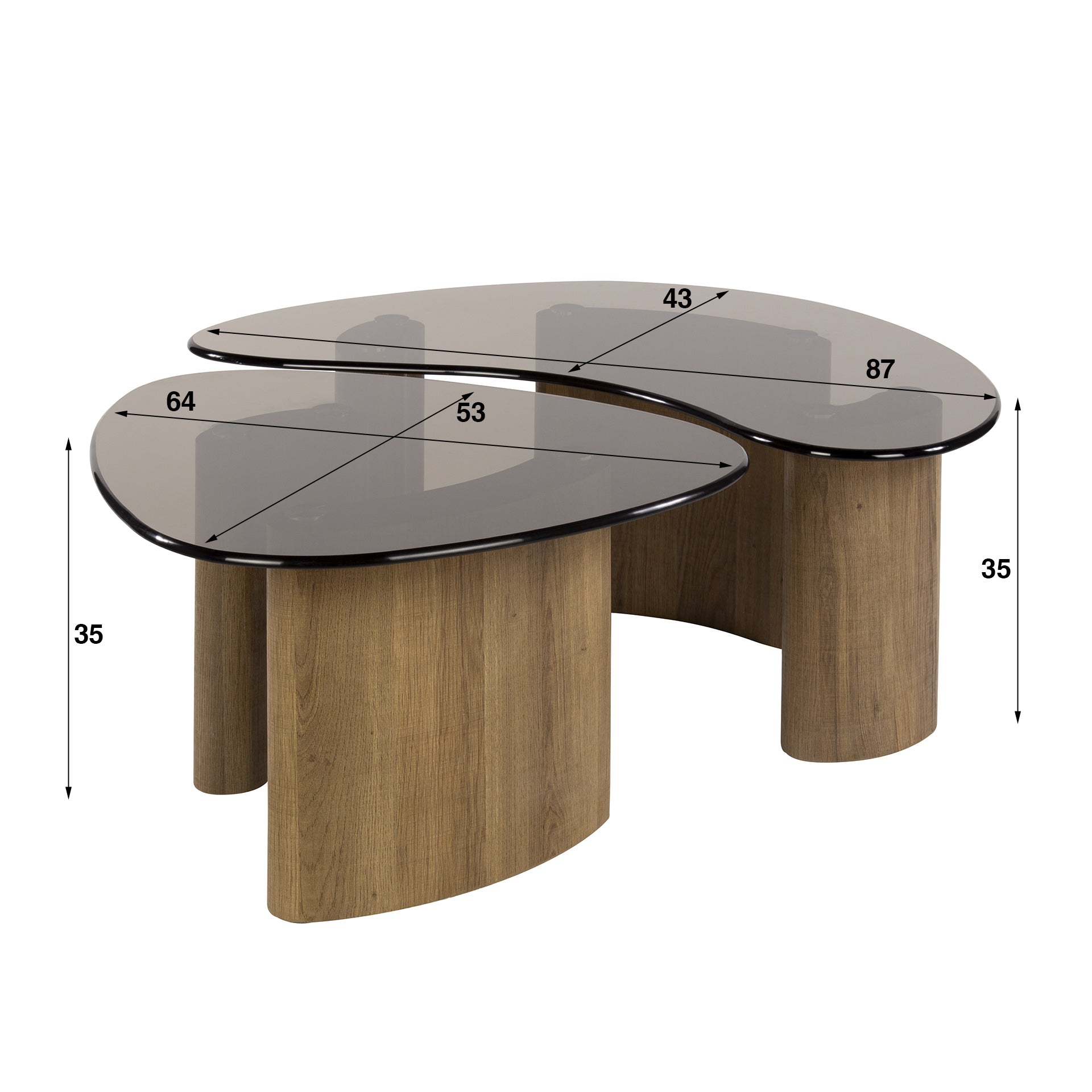 Salontafel Tinto organisch set van 2 / Brons glas – afbeelding 8