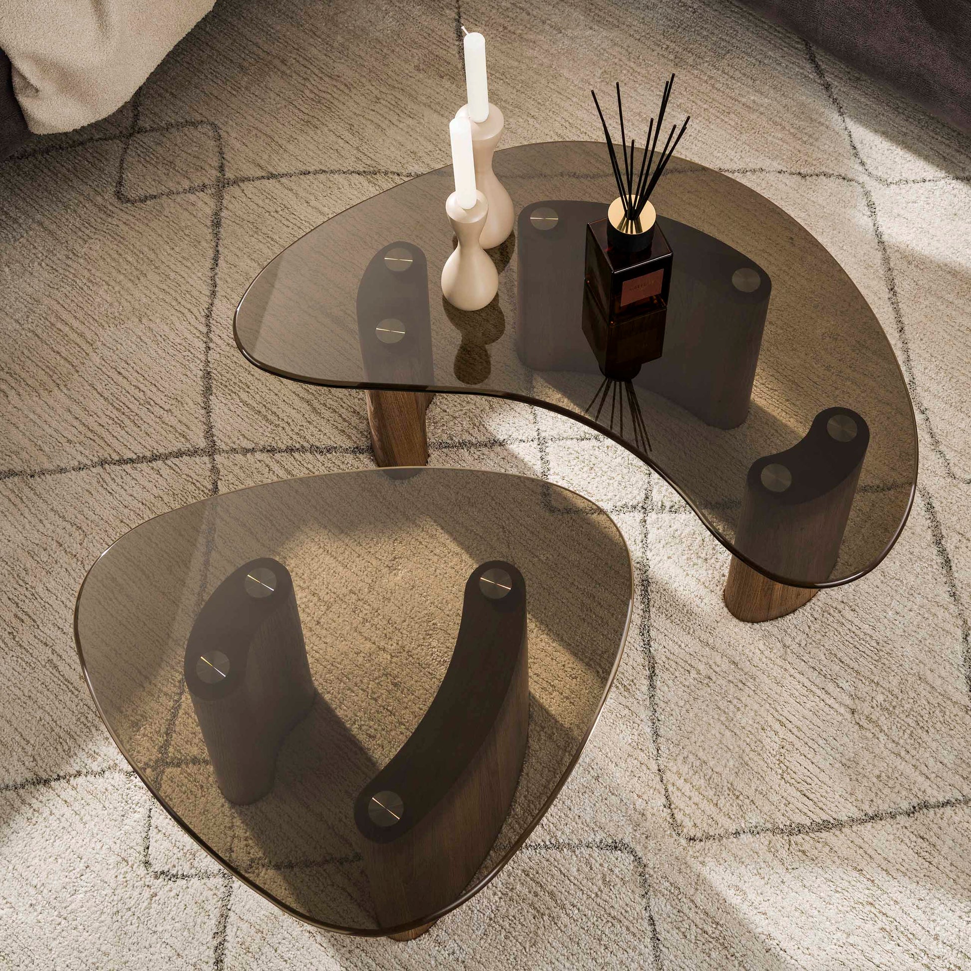 Salontafel Tinto organisch set van 2 / Brons glas – afbeelding 5