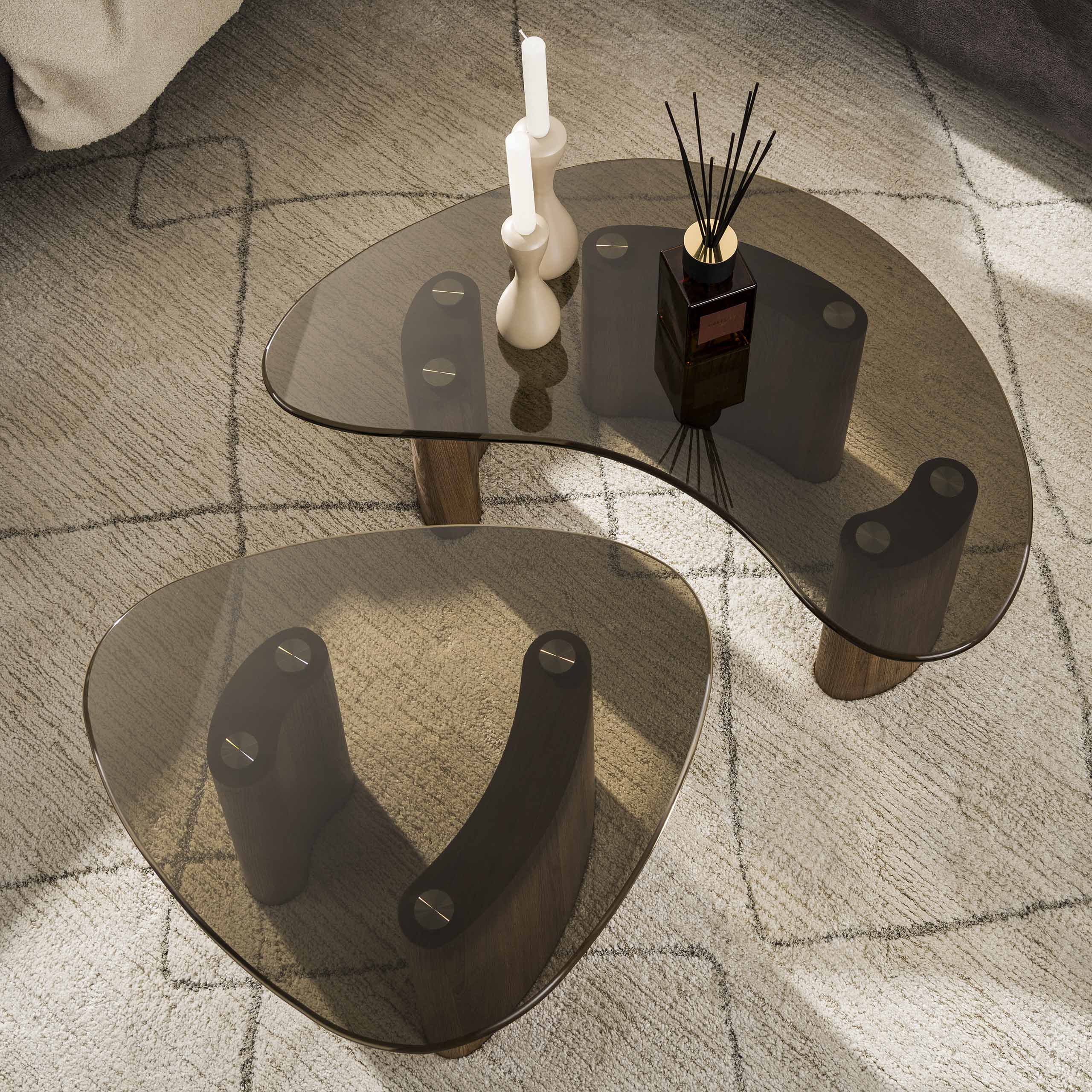 Salontafel Tinto organisch set van 2 / Brons glas – afbeelding 5