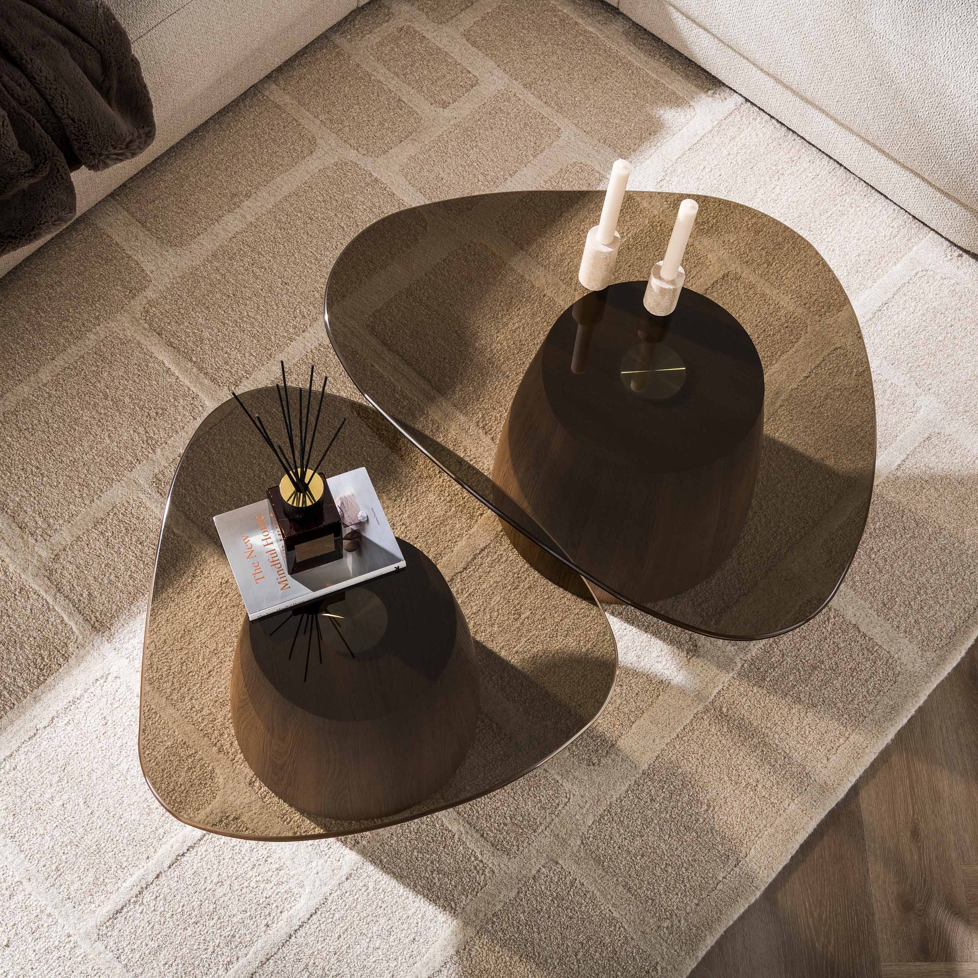 Salontafel Tinto driehoekig set van 2 / Brons glas – afbeelding 2