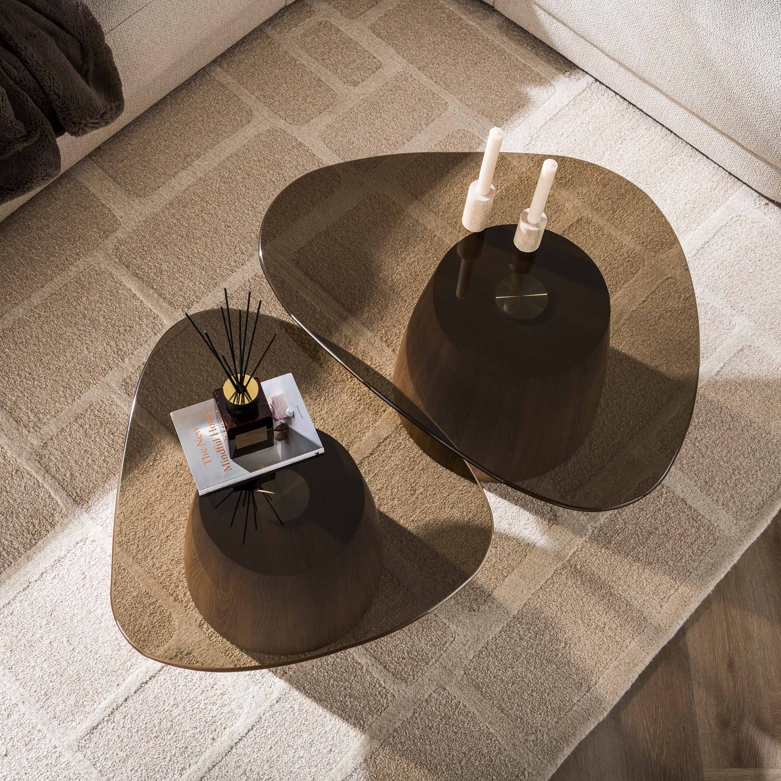 Salontafel Tinto driehoekig set van 2 / Brons glas – afbeelding 2