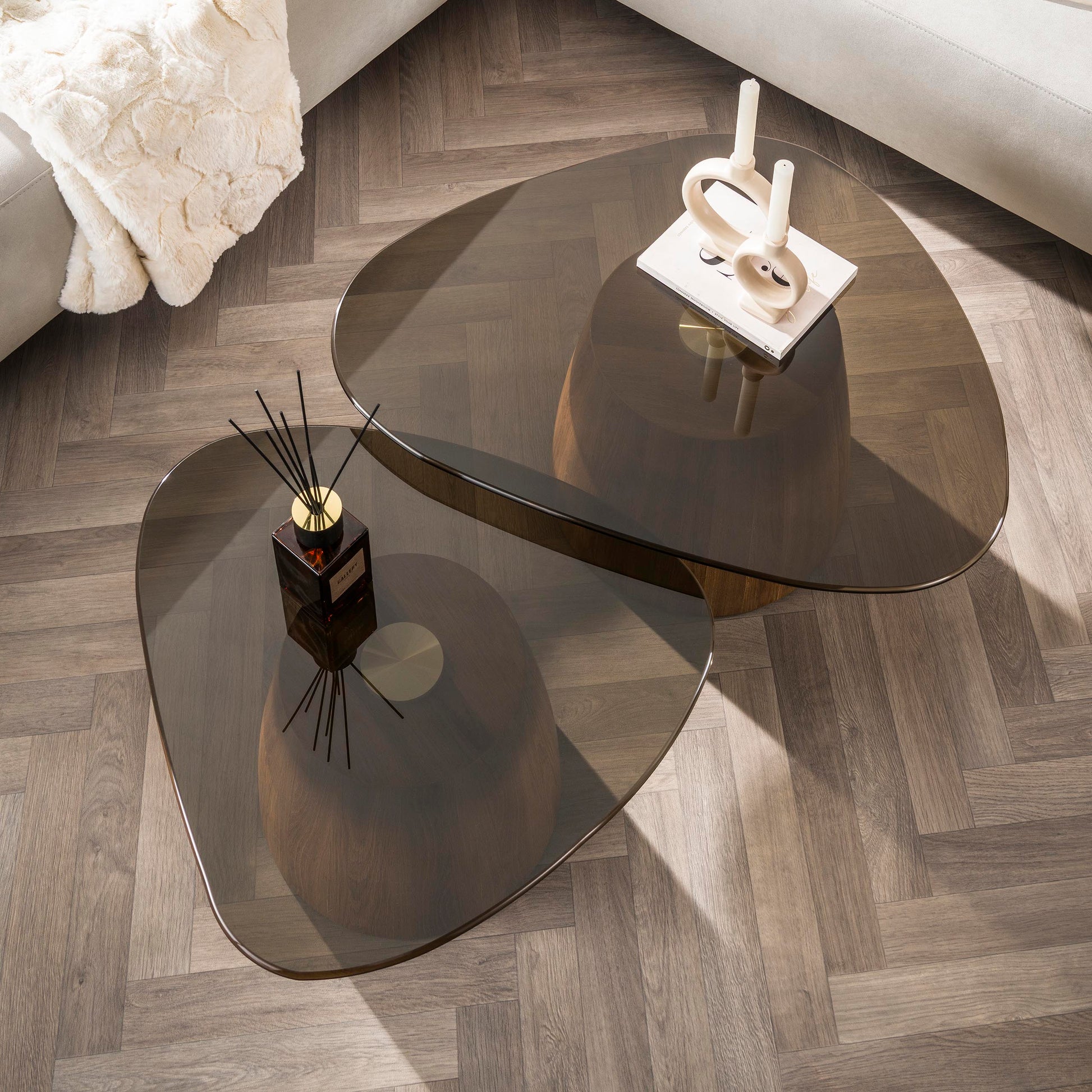 Salontafel Tinto driehoekig set van 2 / Brons glas – afbeelding 5