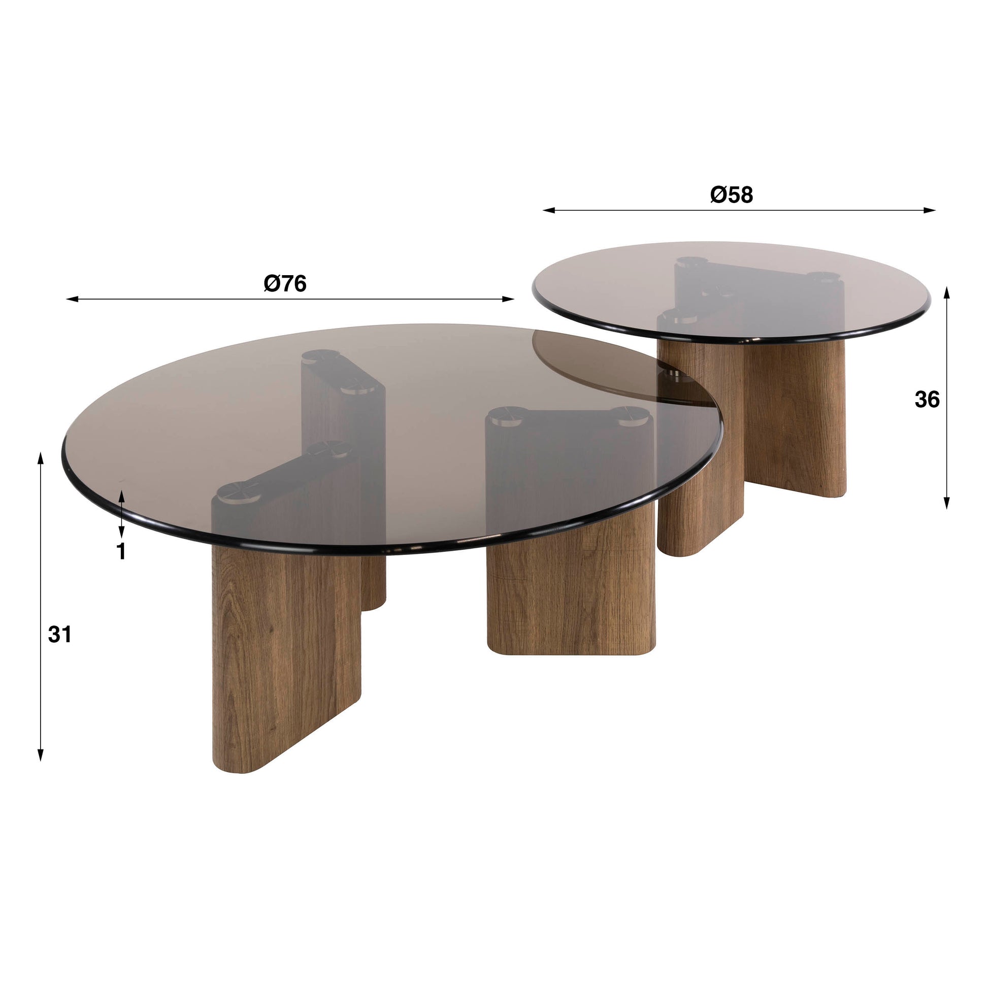 Salontafel Tinto rond set van 2 / Brons glas – afbeelding 4
