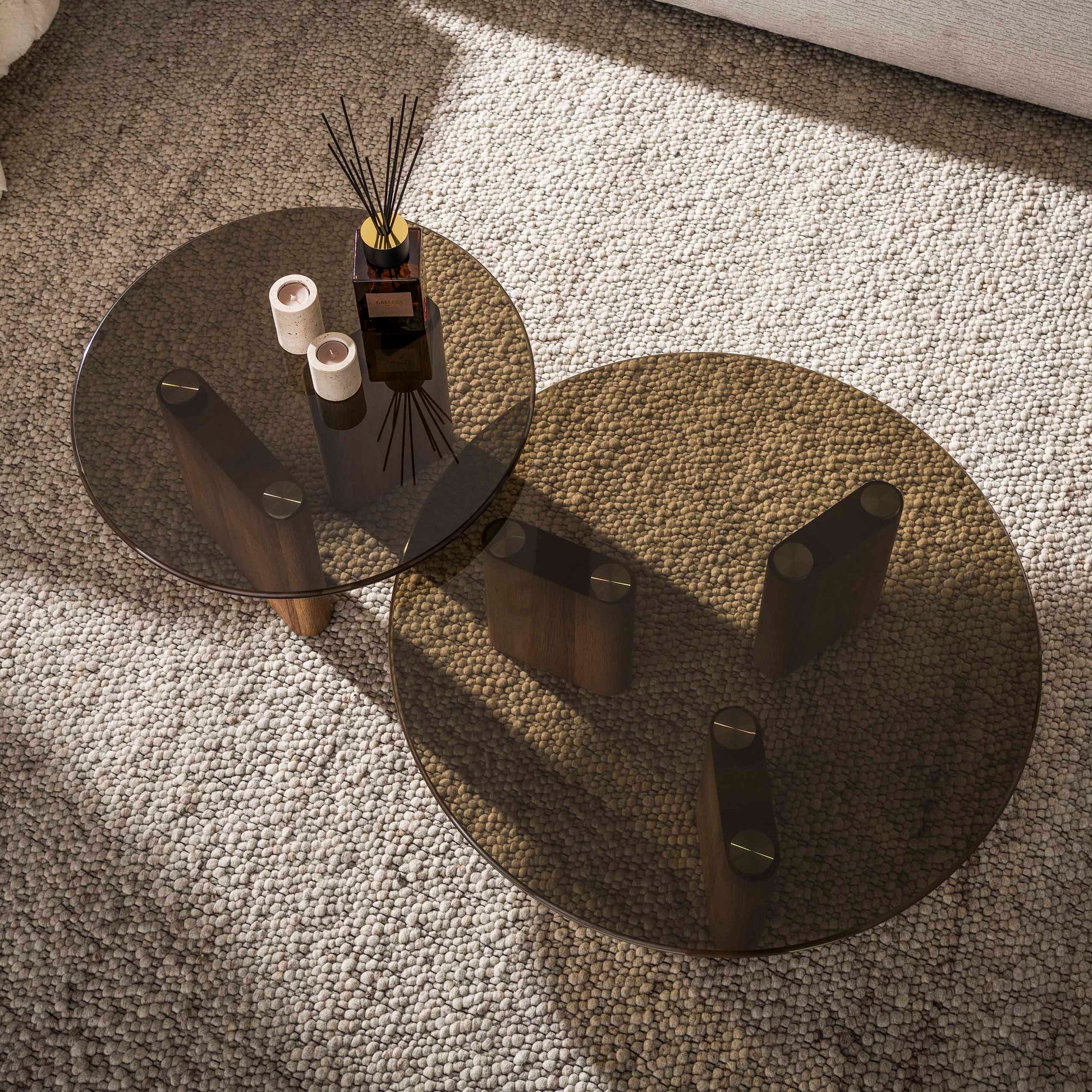 Salontafel Tinto rond set van 2 / Brons glas – afbeelding 2