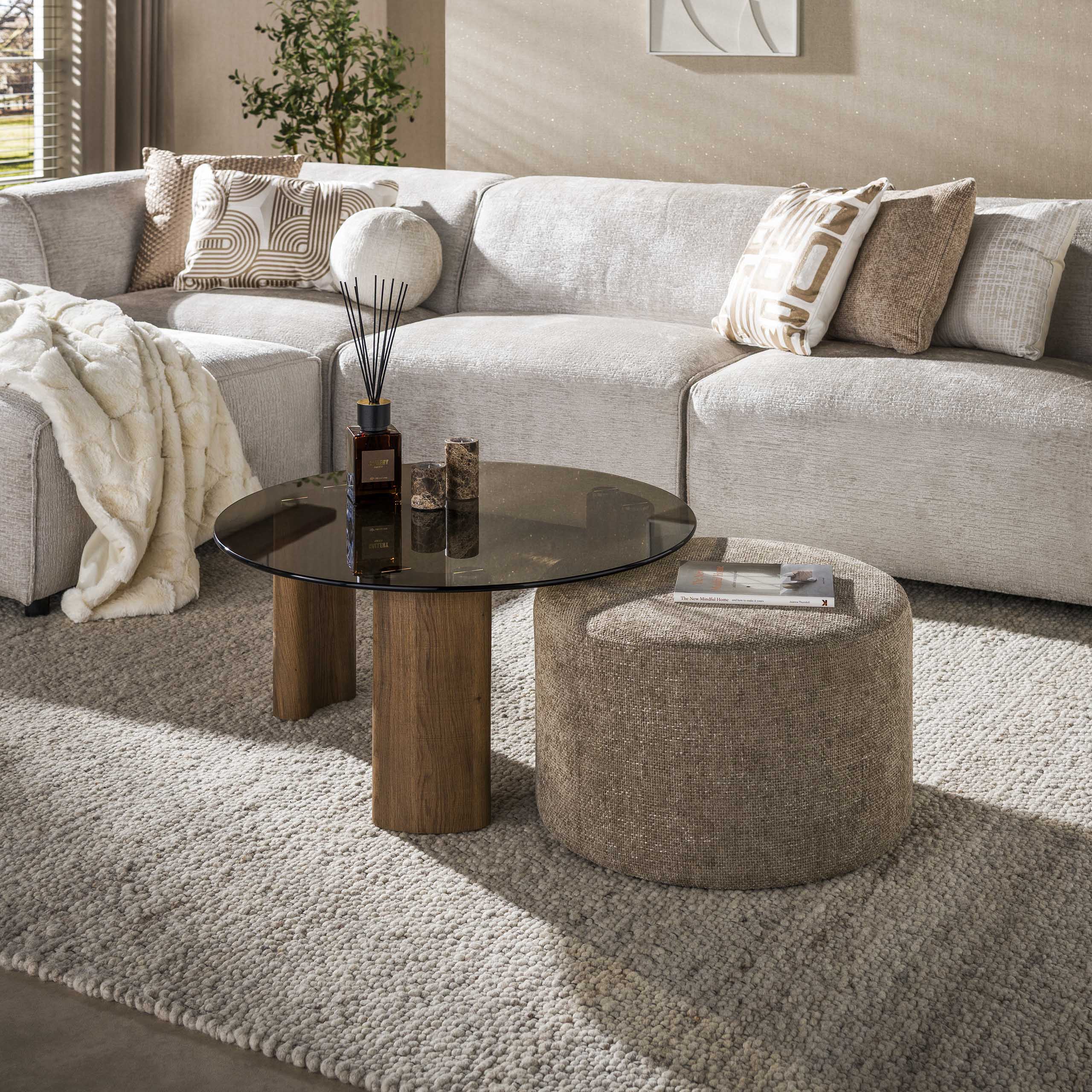 Salontafel Tinto poef set van 2 / Brons glas – afbeelding 1