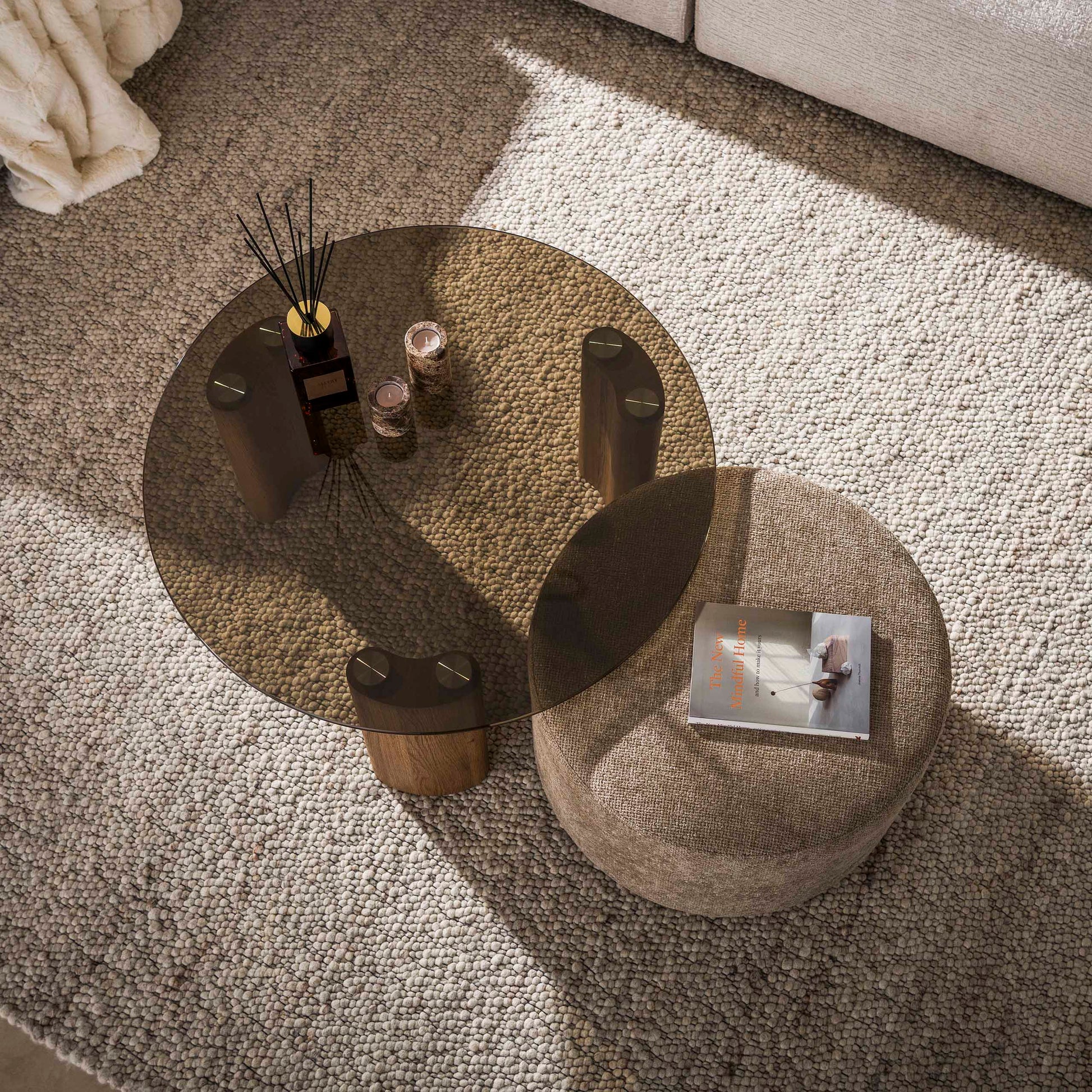 Salontafel Tinto poef set van 2 / Brons glas – afbeelding 2