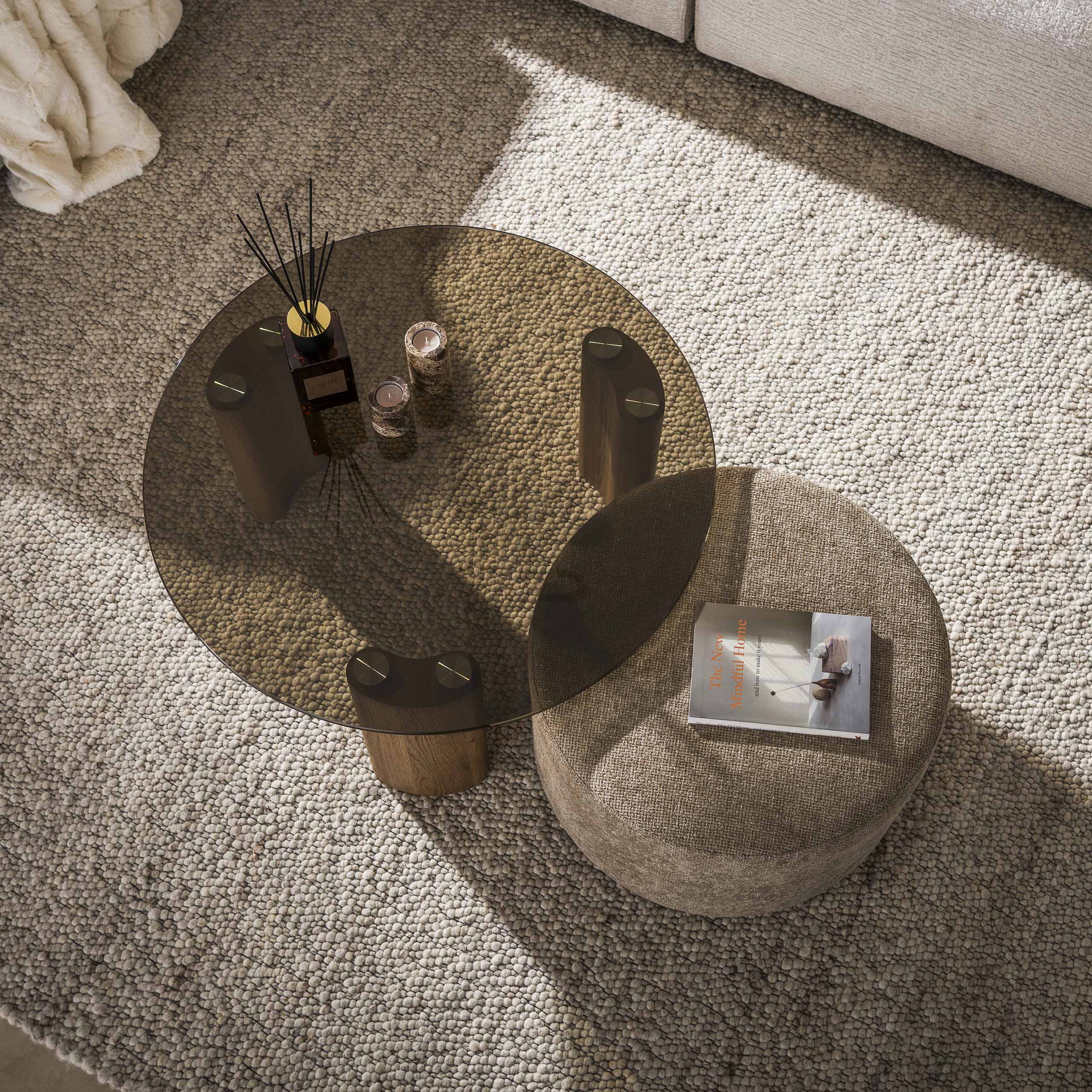 Salontafel Tinto poef set van 2 / Brons glas – afbeelding 2