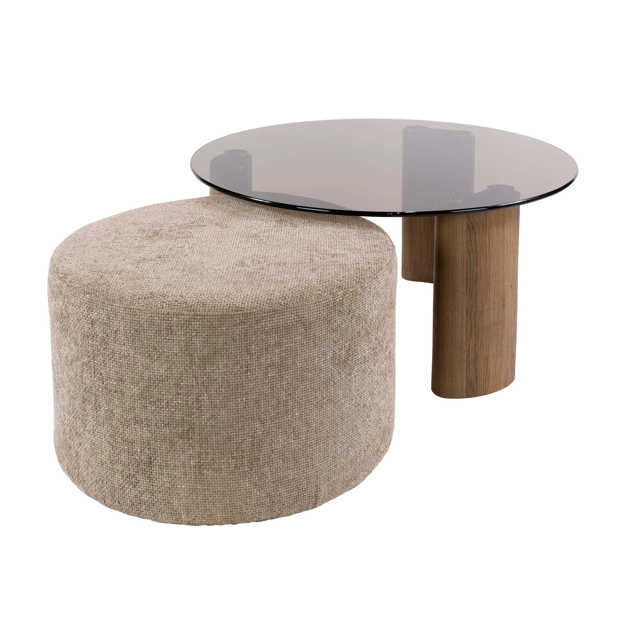 Salontafel Tinto poef set van 2 / Brons glas – afbeelding 4