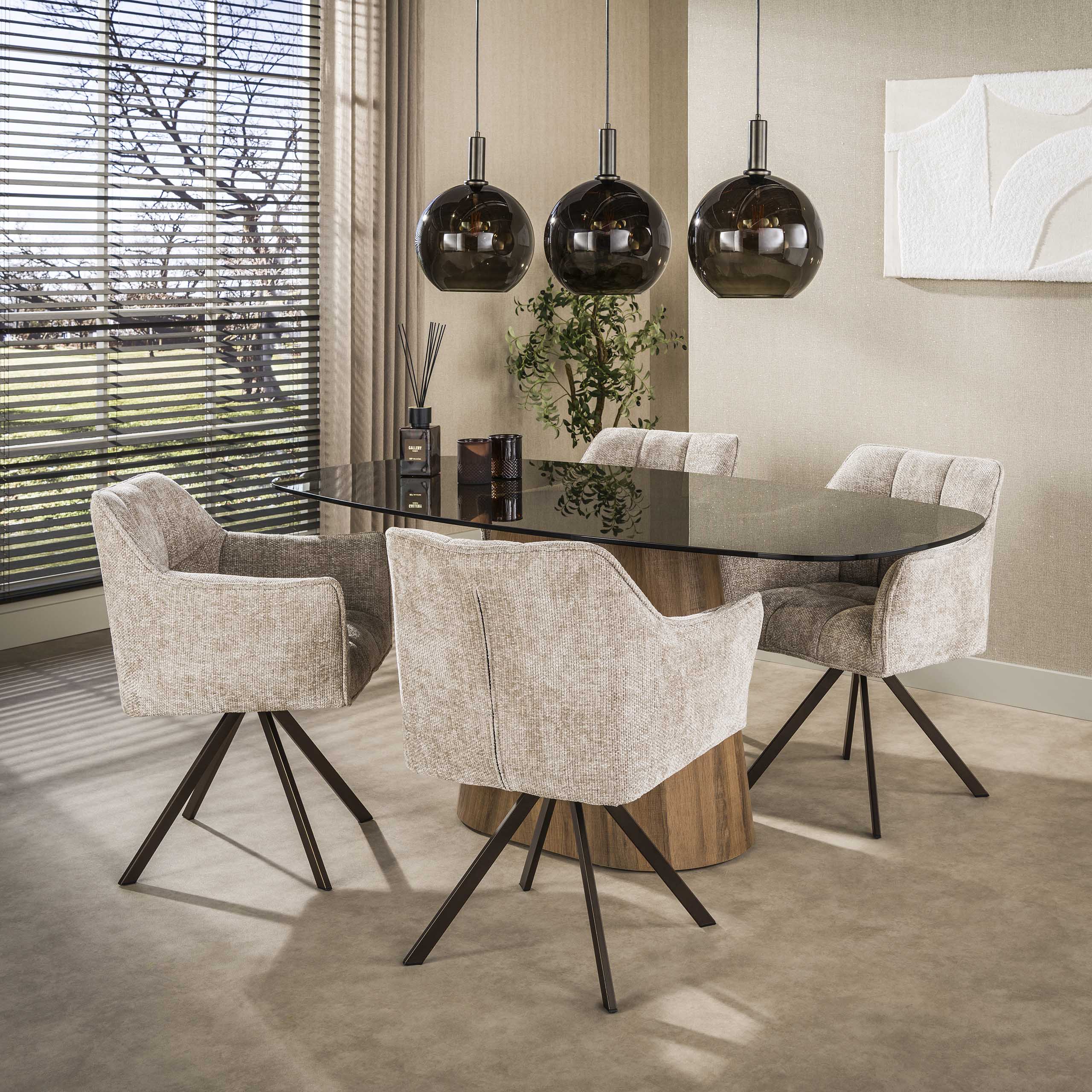 Eettafel Tinto Centro deens ovaal 180cm / Brons glas – afbeelding 4