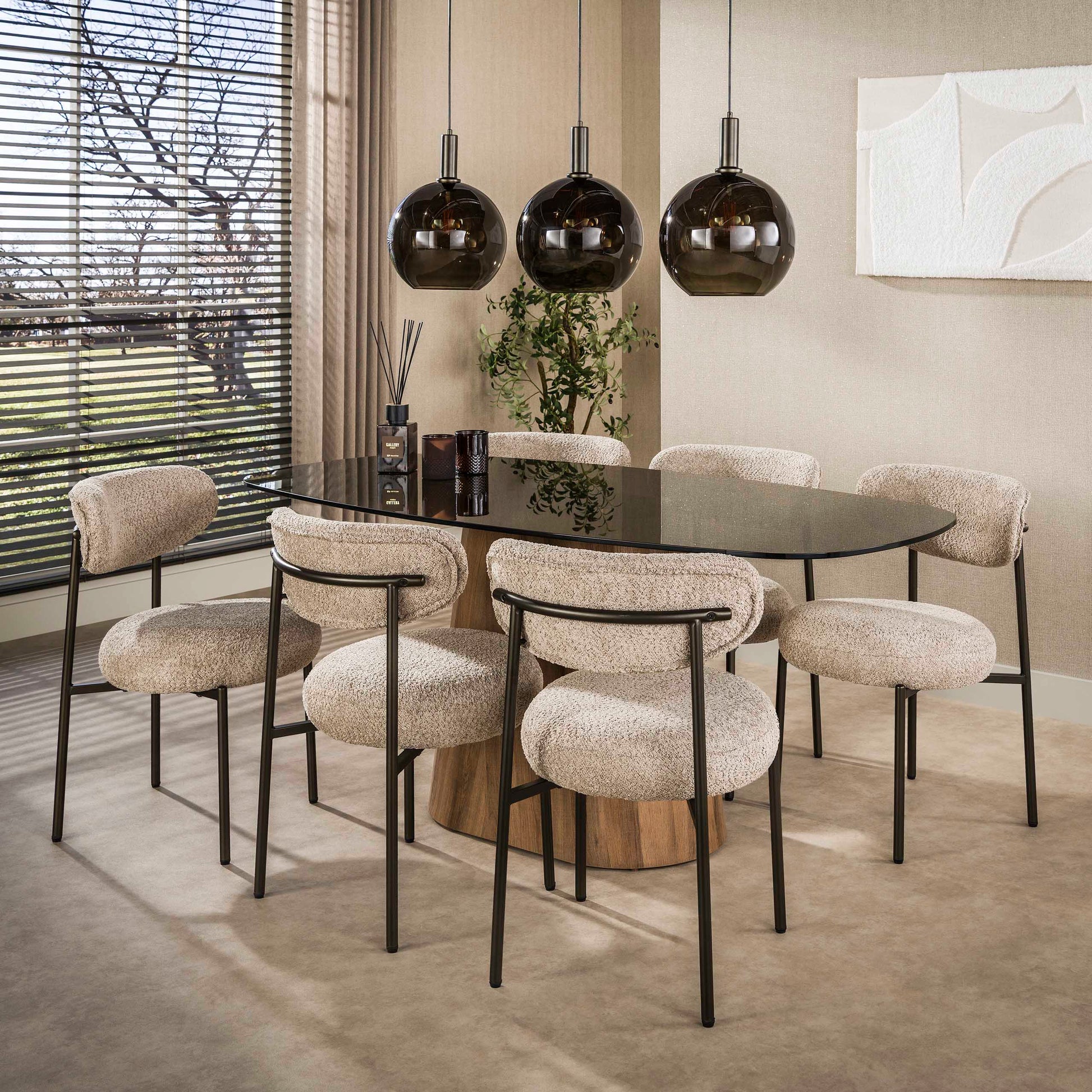 Eettafel Tinto Centro deens ovaal 215cm / Brons glas – afbeelding 1