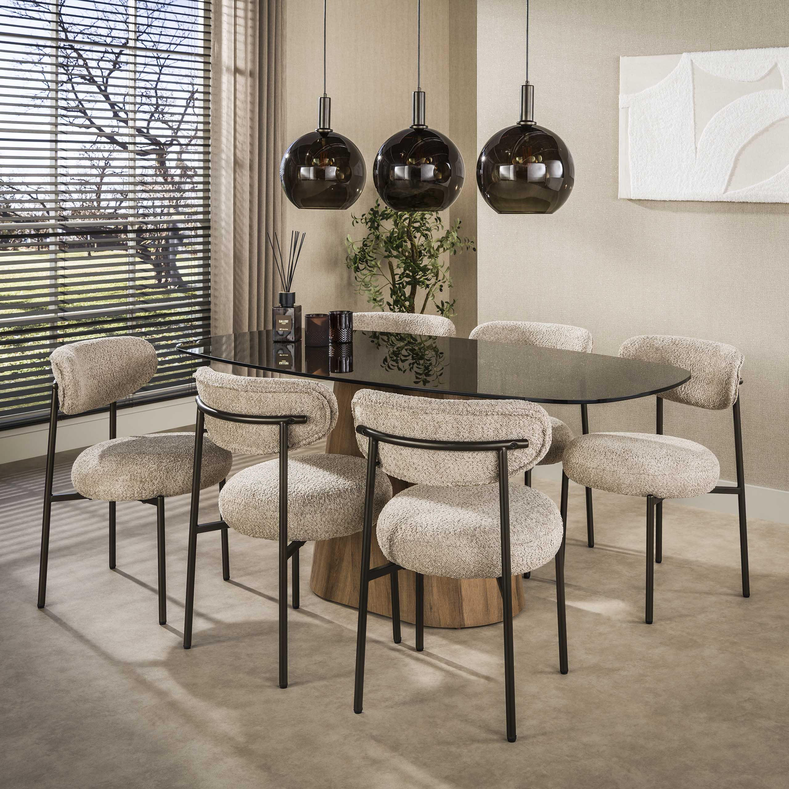 Eettafel Tinto Centro deens ovaal 215cm / Brons glas – afbeelding 1