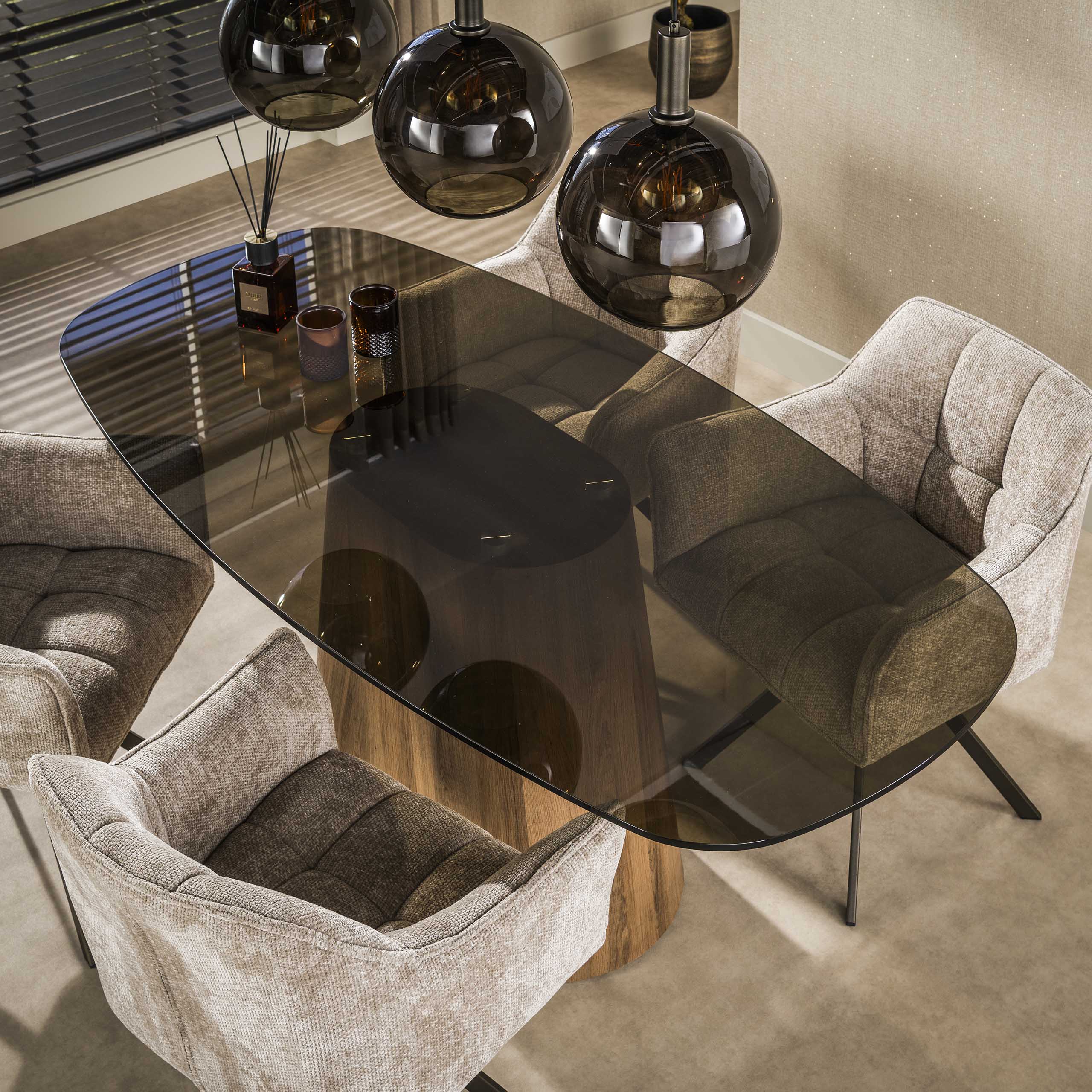 Eettafel Tinto Centro deens ovaal 215cm / Brons glas – afbeelding 2