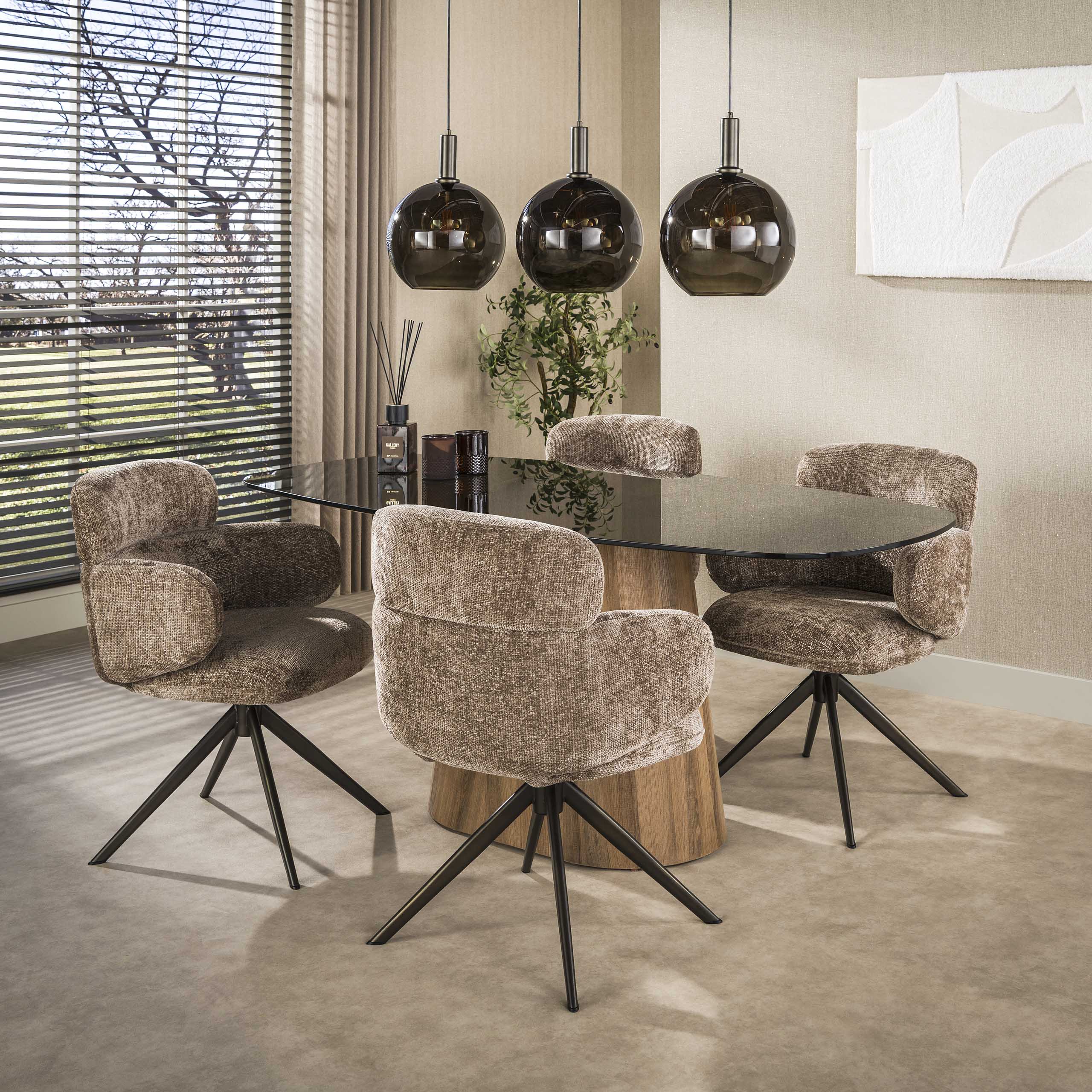 Eettafel Tinto Centro deens ovaal 215cm / Brons glas – afbeelding 3