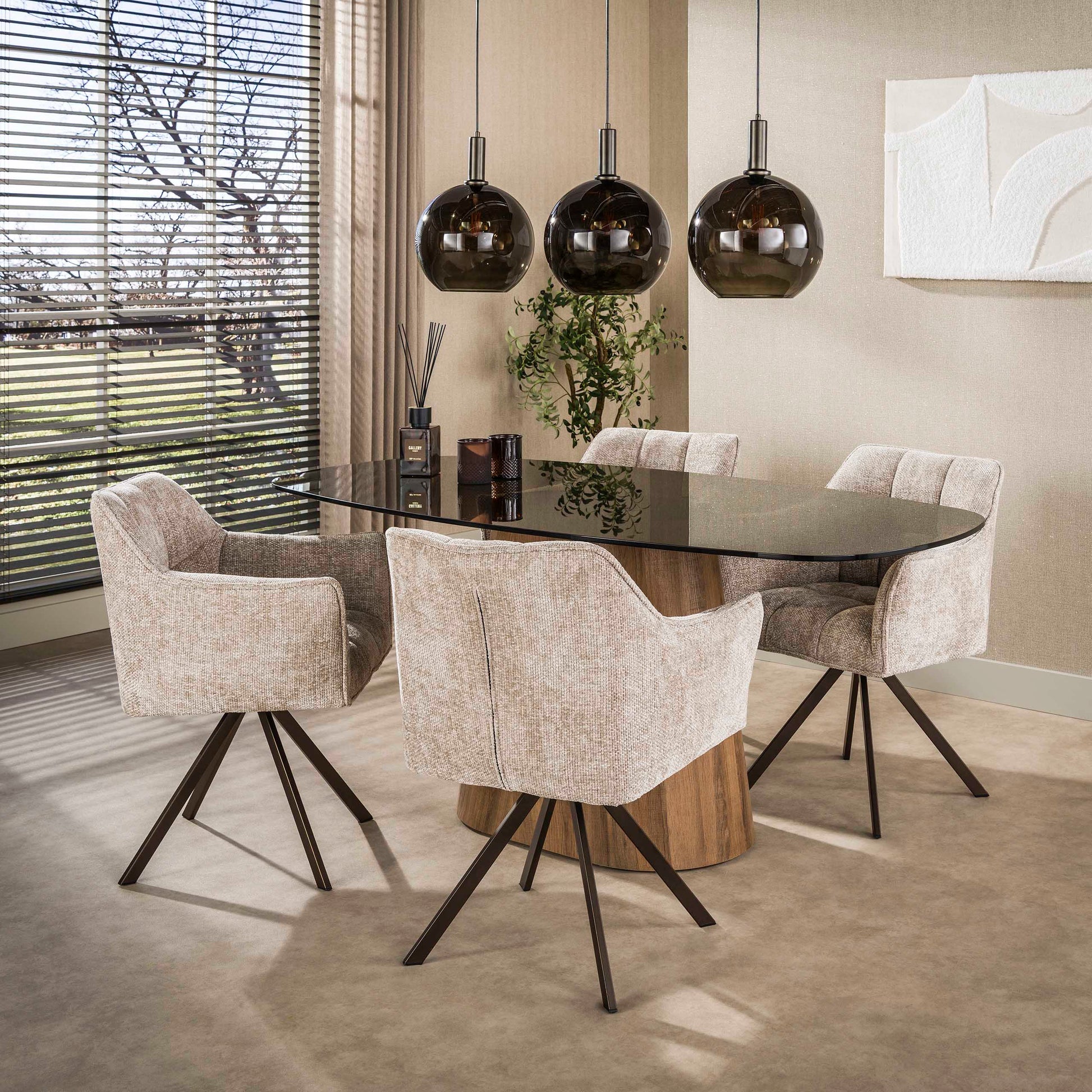 Eettafel Tinto Centro deens ovaal 215cm / Brons glas – afbeelding 4