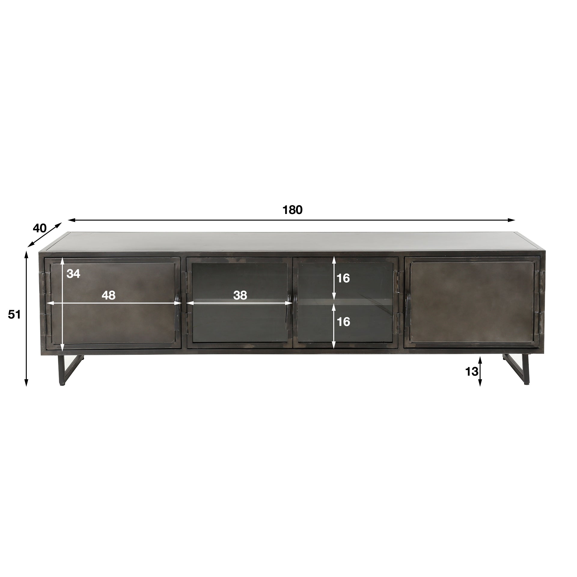 TV-meubel Rift Metal 4 deuren / Gunmetal – afbeelding 5