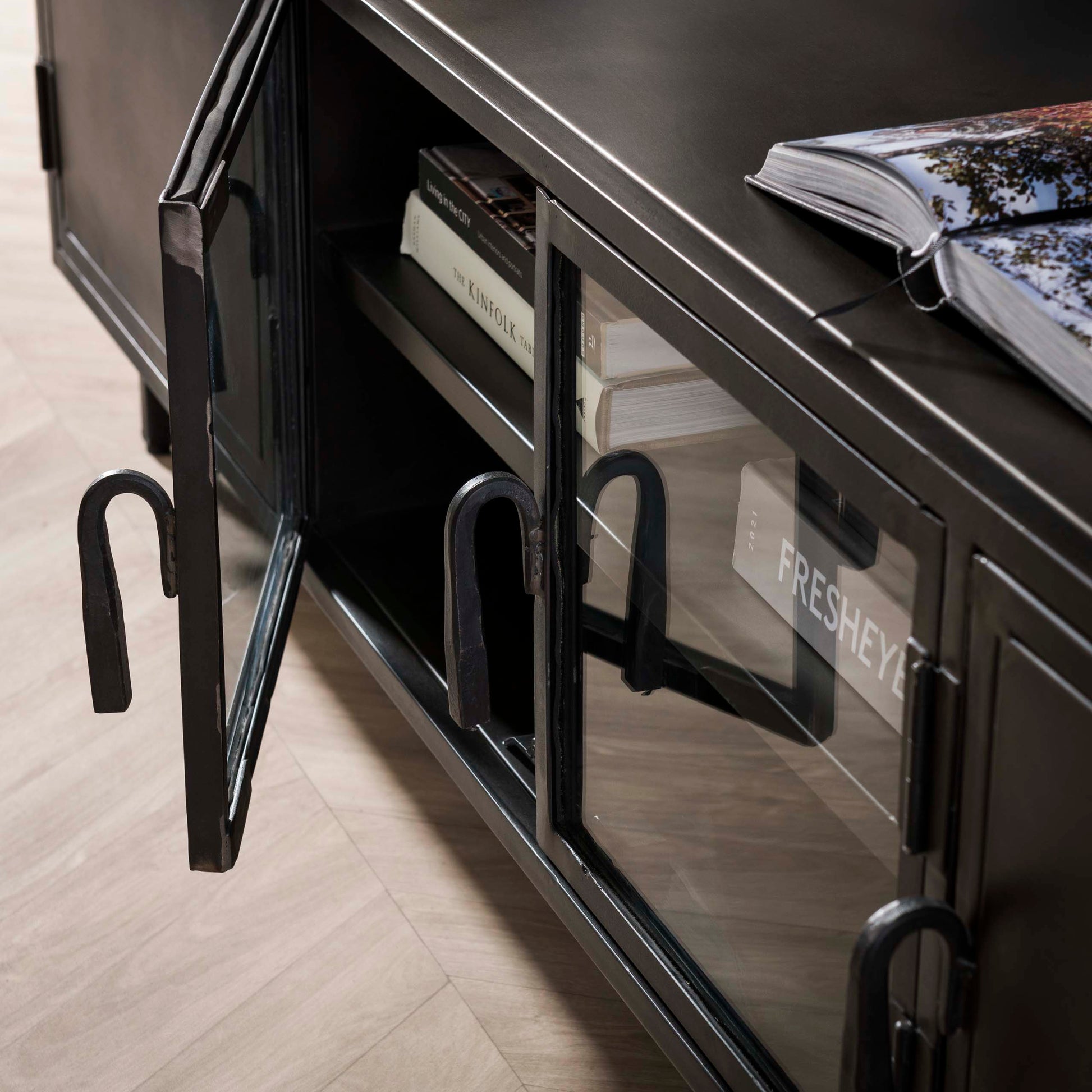 TV-meubel Rift Metal 4 deuren / Gunmetal – afbeelding 3