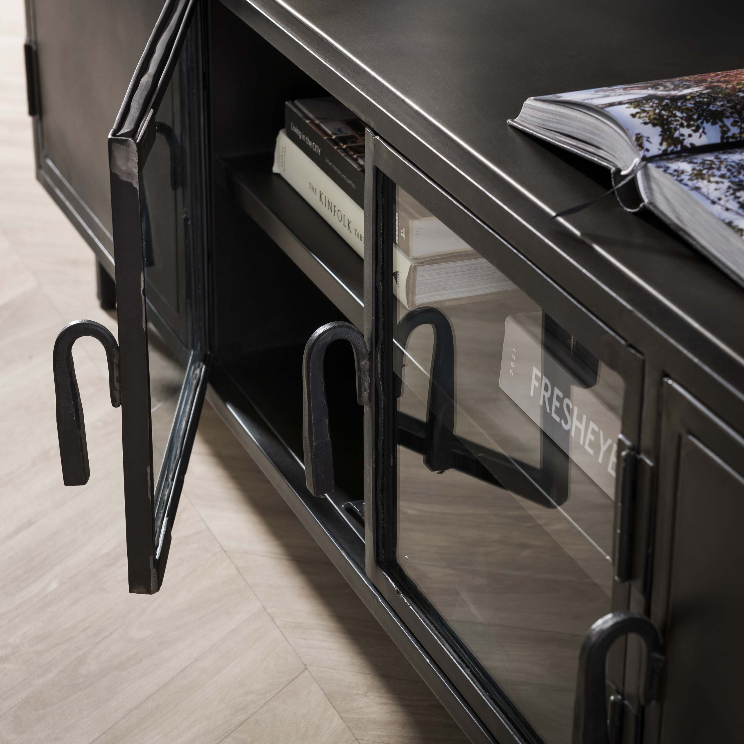 TV-meubel Rift Metal 4 deuren / Gunmetal – afbeelding 3