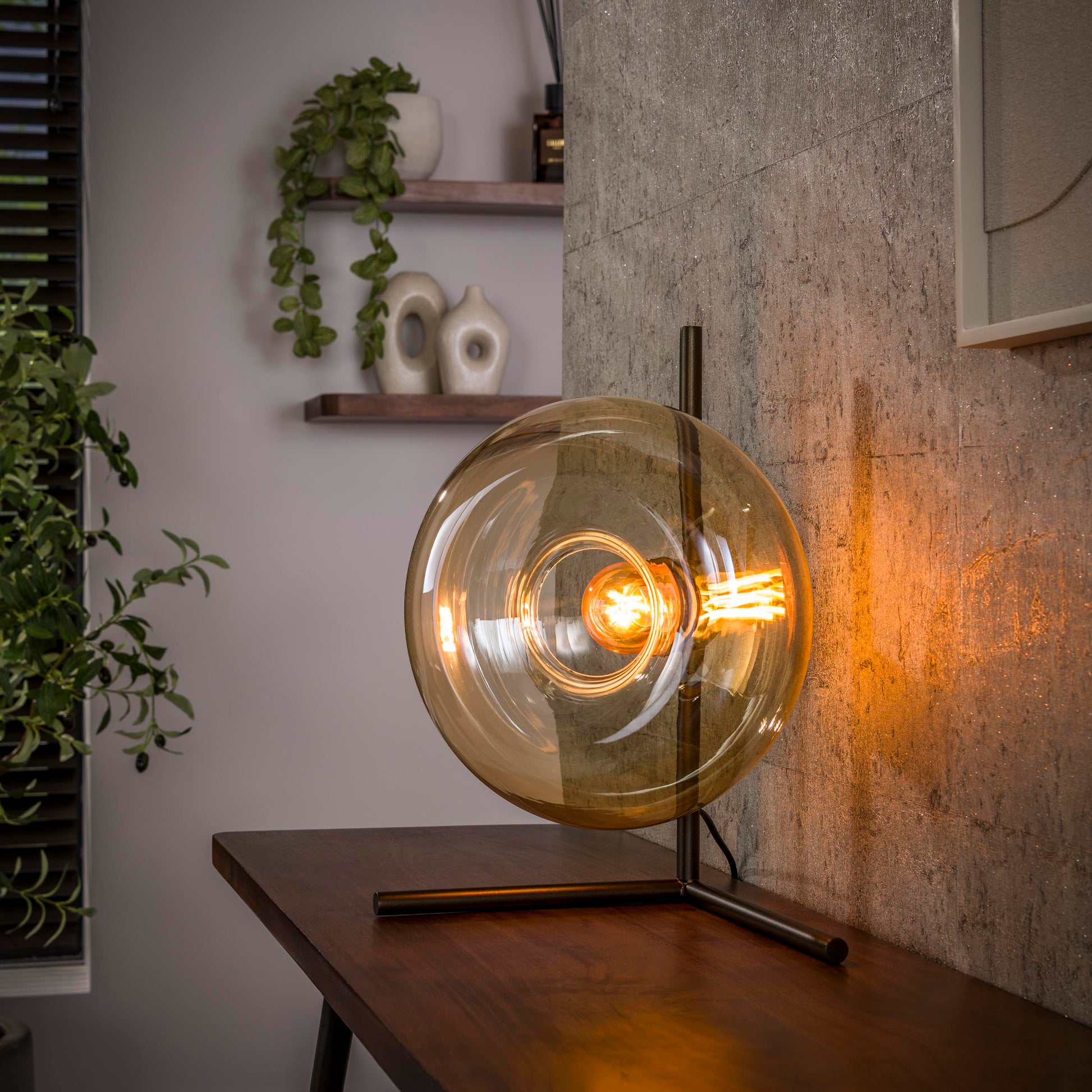 Tafellamp Soll 1-lichts / Amber glas – afbeelding 1