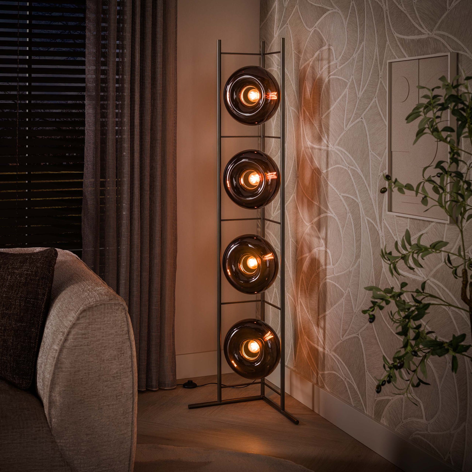 Vloerlamp Soll 4-lichts / Sienna bruin – afbeelding 1