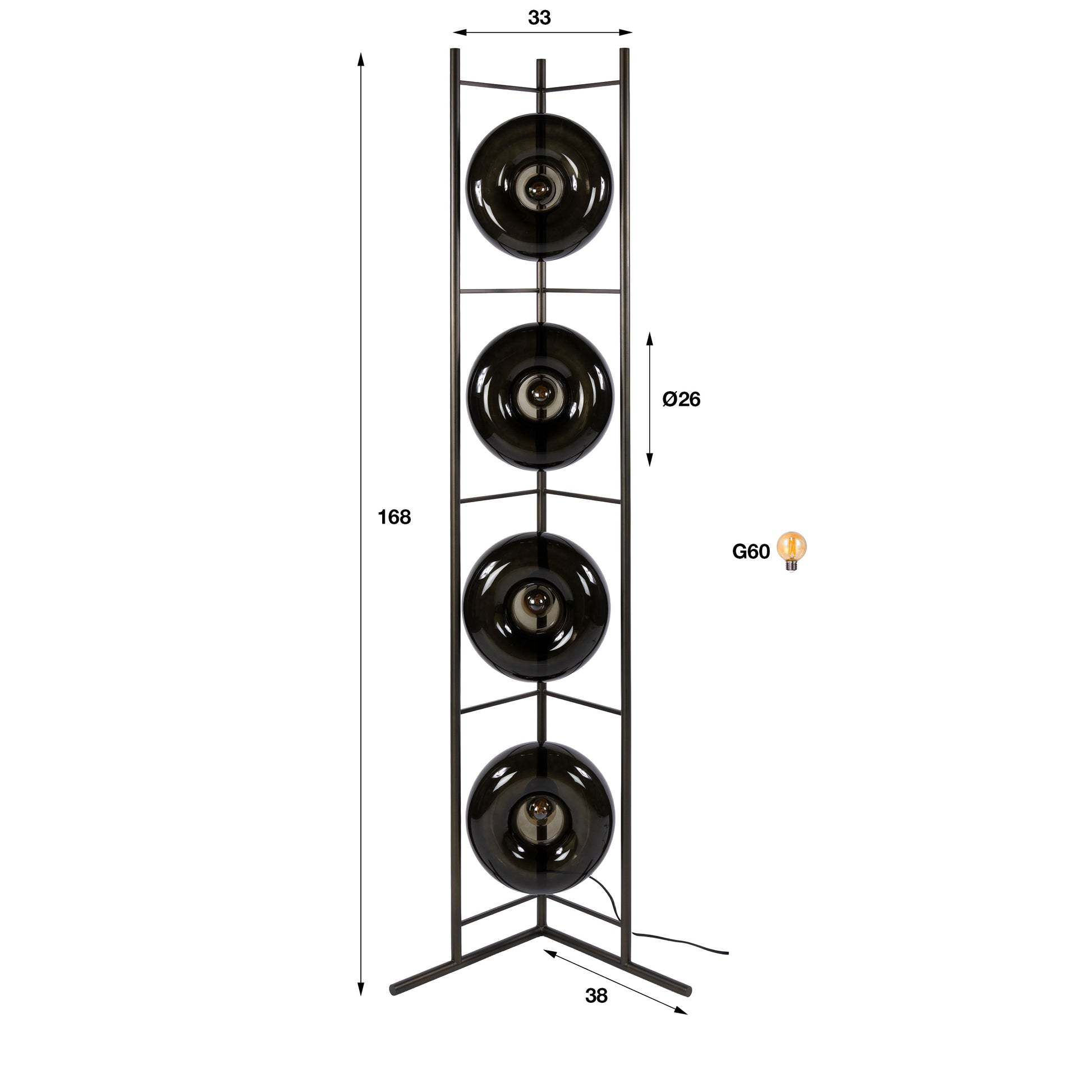 Vloerlamp Soll 4-lichts / Sienna bruin – afbeelding 4