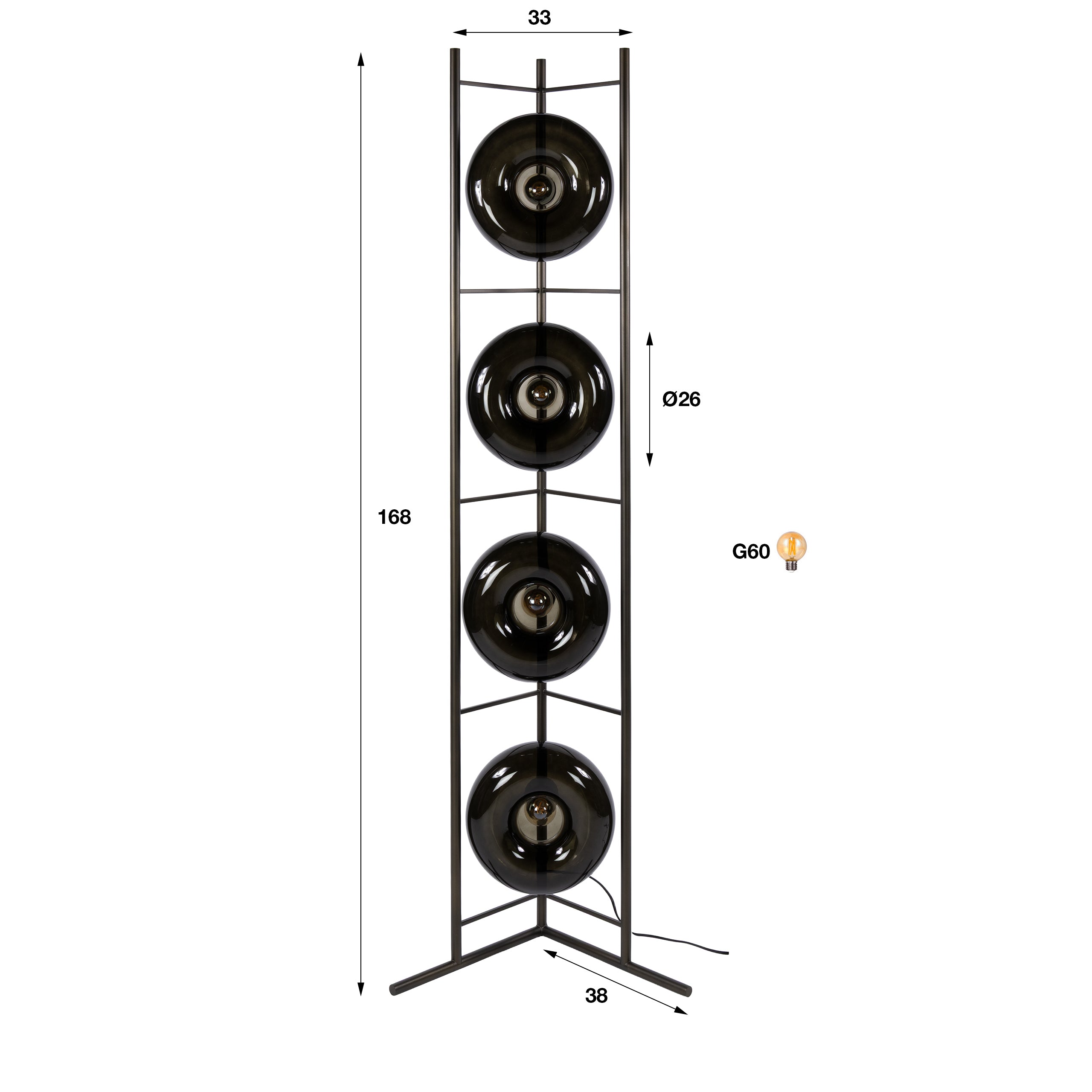 Vloerlamp Soll 4-lichts / Sienna bruin – afbeelding 4