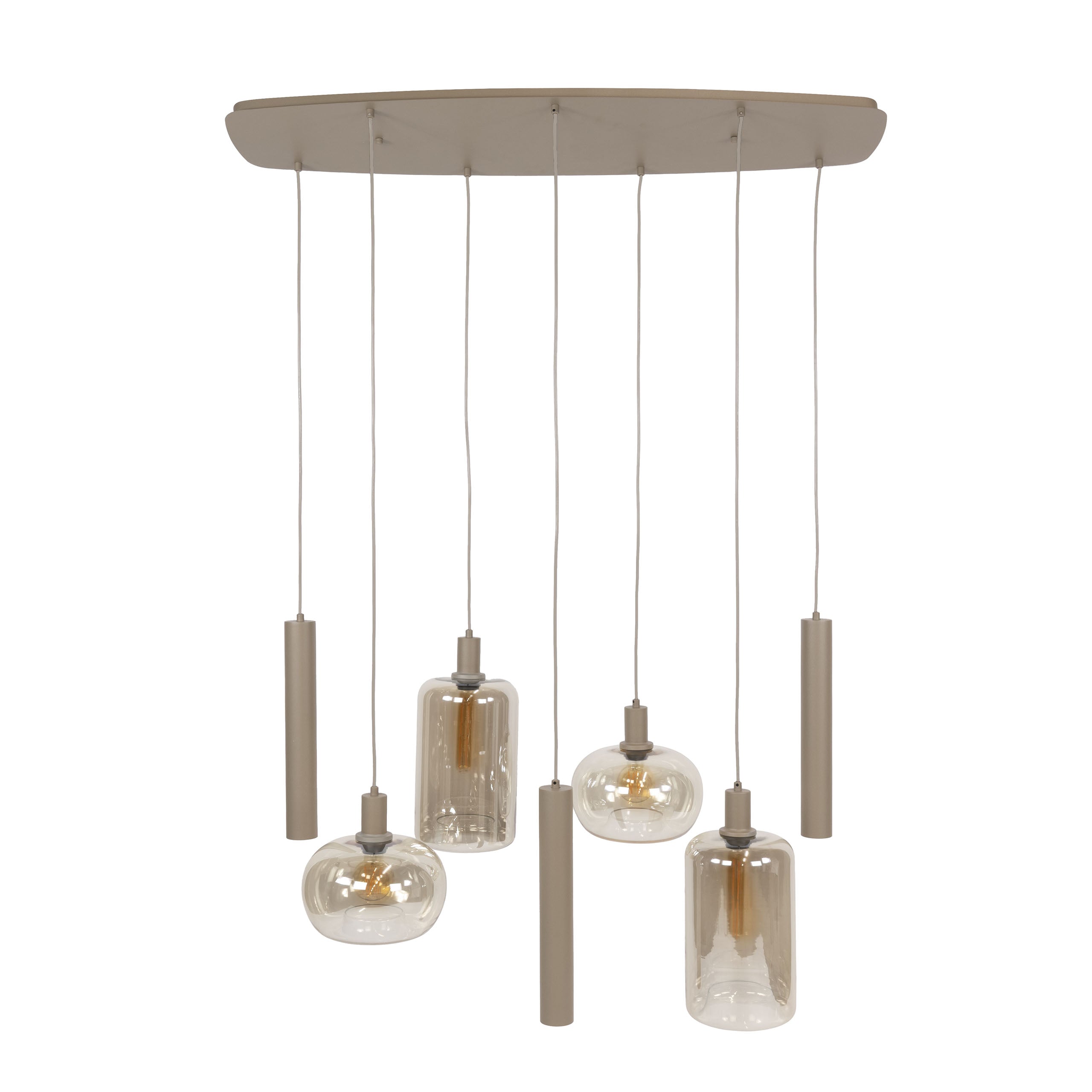 Hanglamp Serene 4+3-lichts / Beige – afbeelding 7