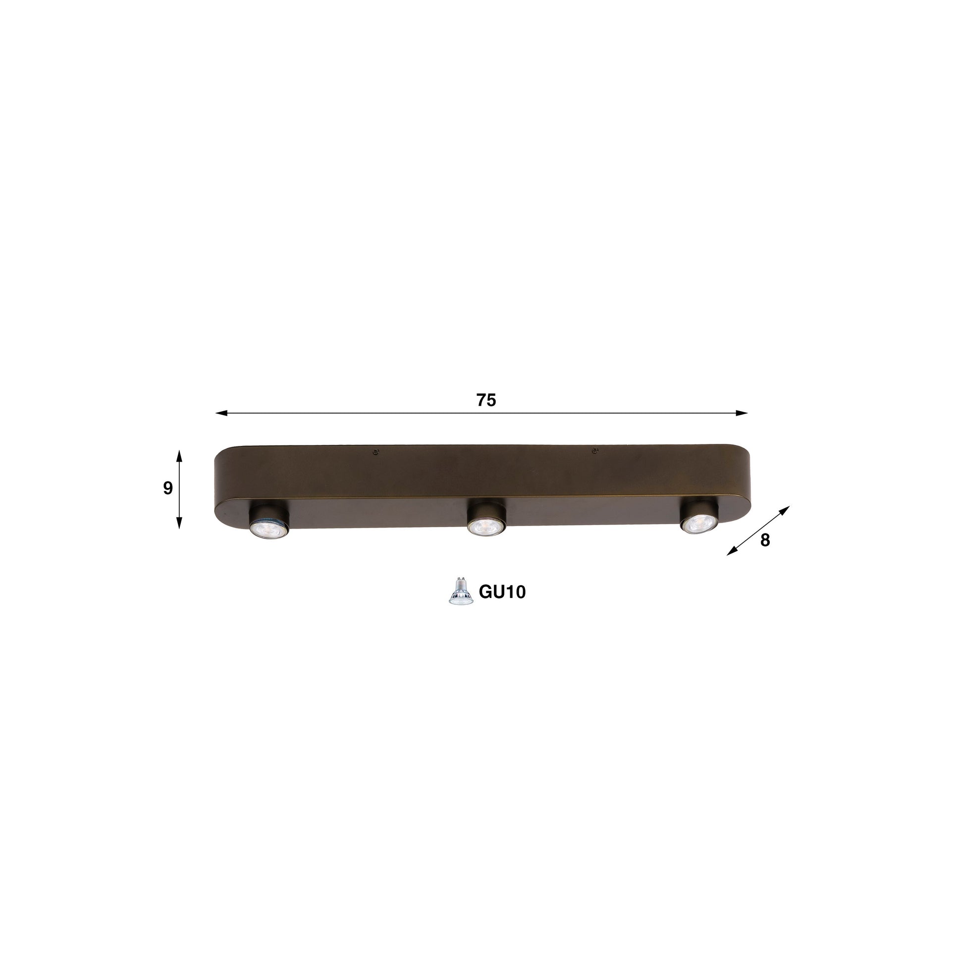 Plafondlamp Bar 3-lichts / Sienna bruin – afbeelding 3
