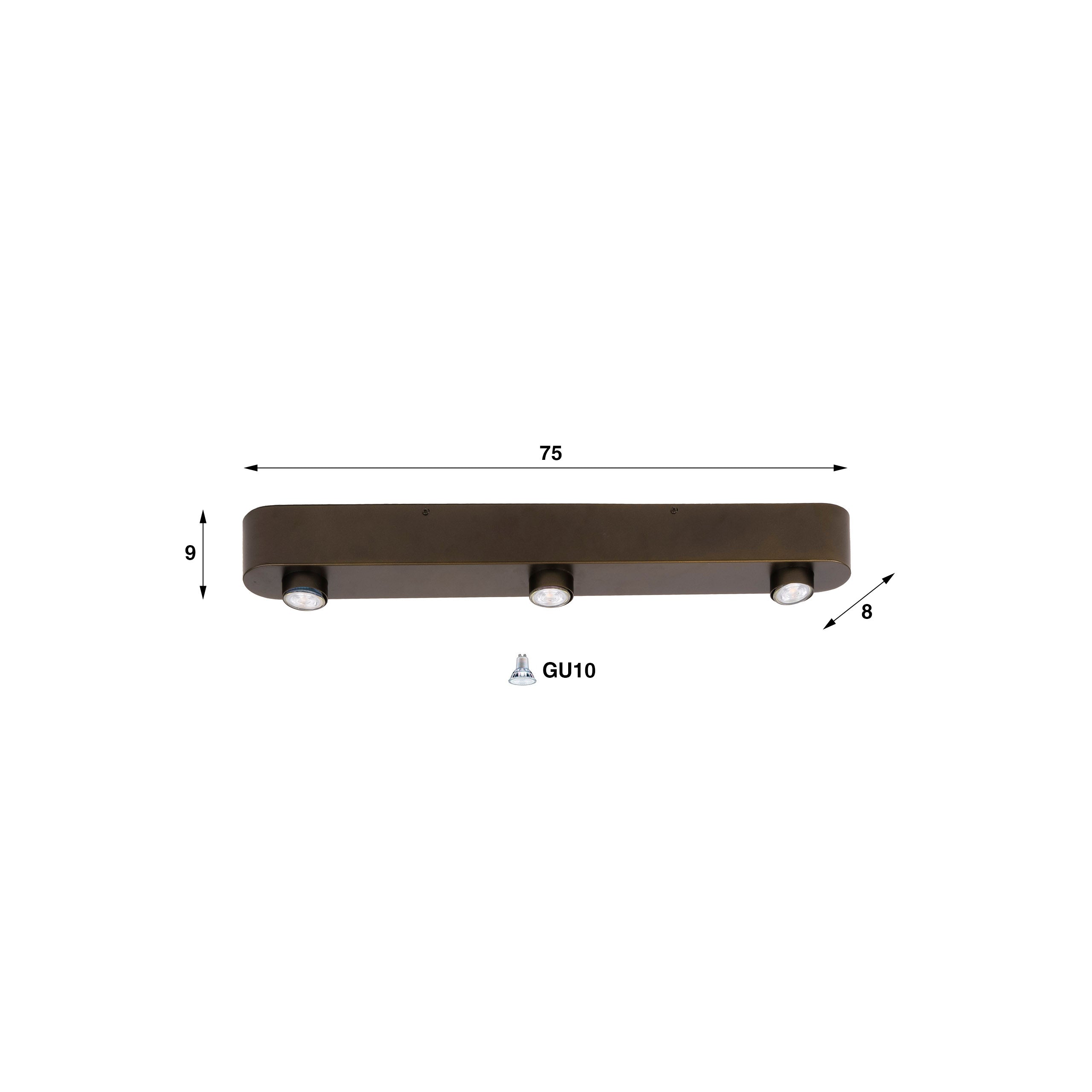 Plafondlamp Bar 3-lichts / Sienna bruin – afbeelding 3