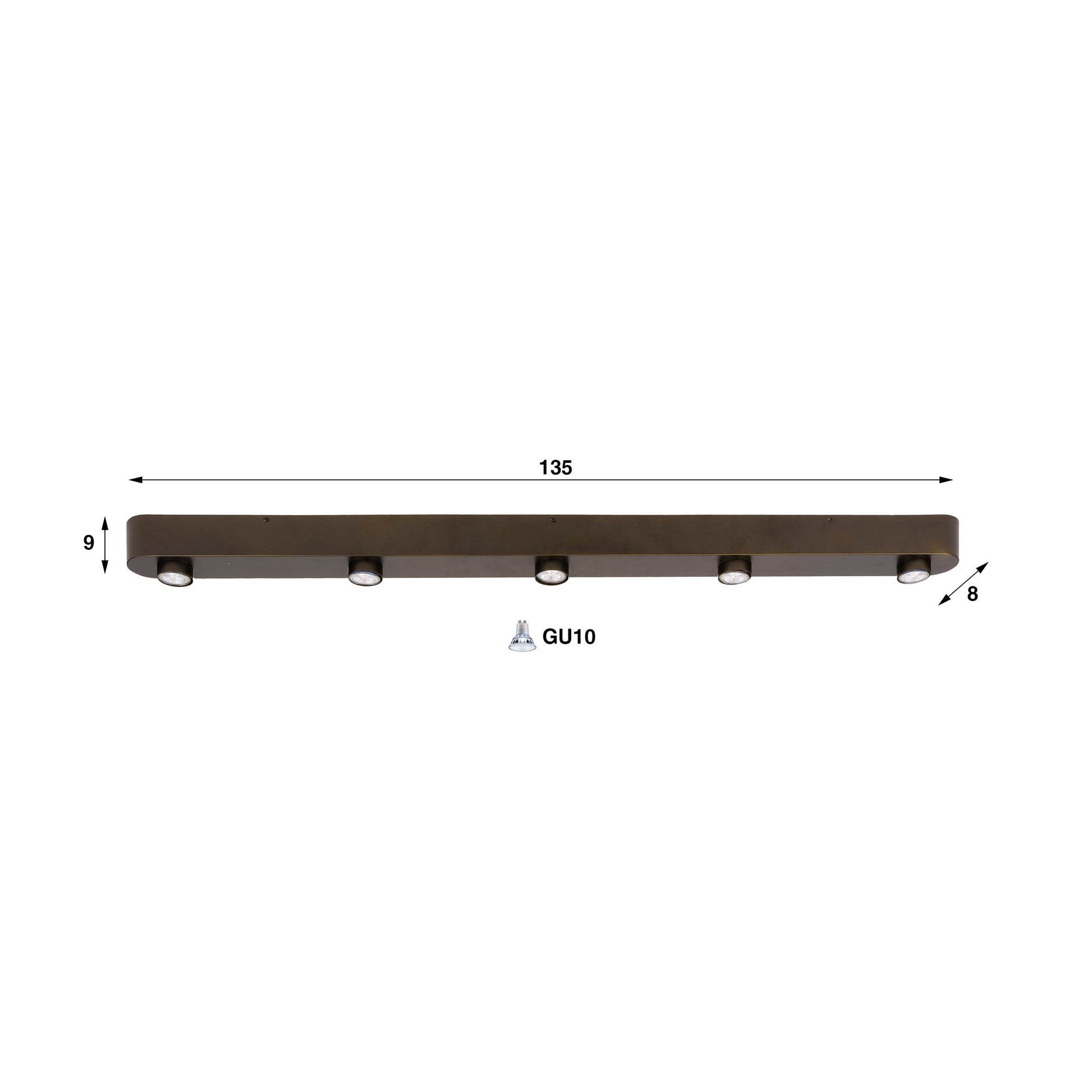 Plafondlamp Bar 5-lichts / Sienna bruin – afbeelding 3
