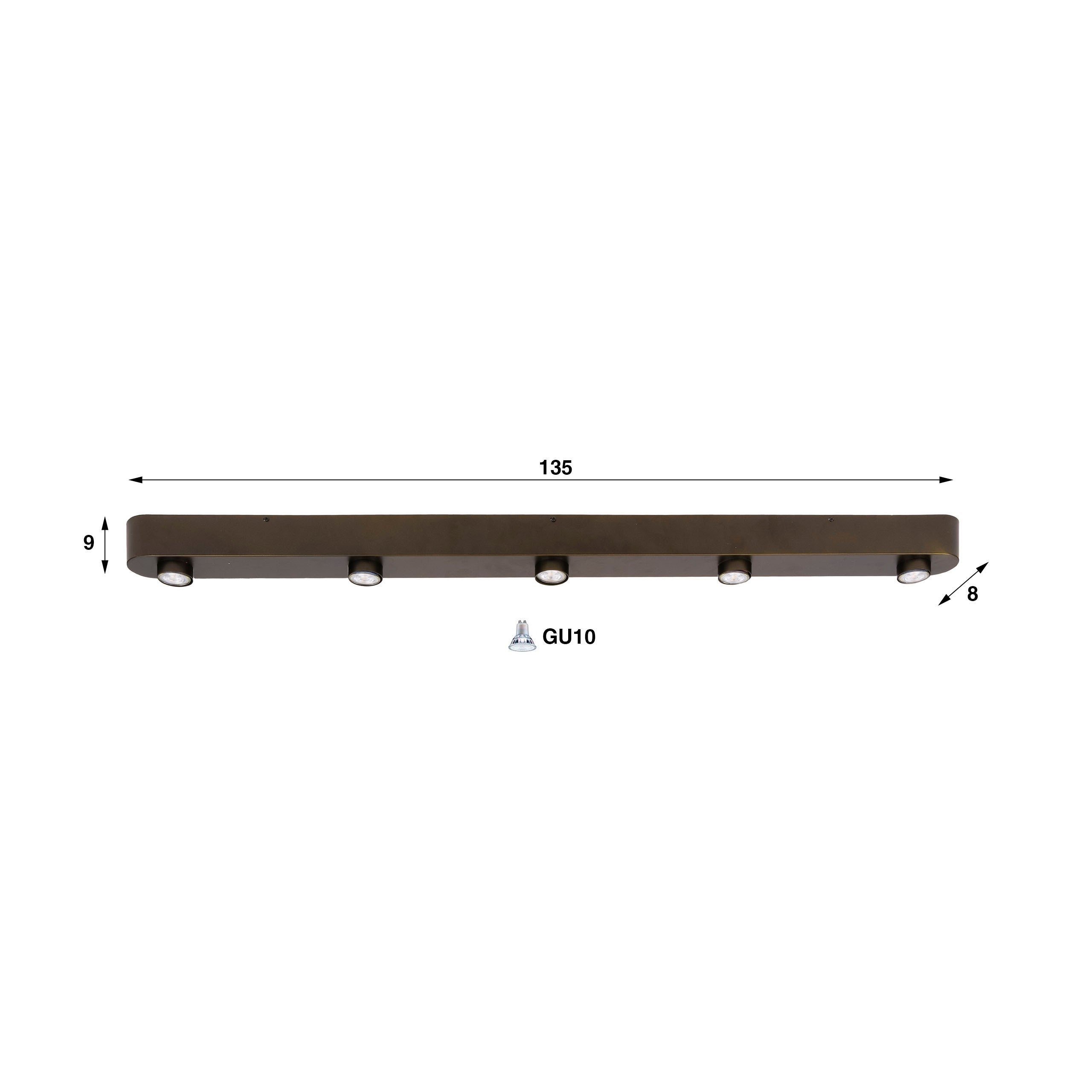 Plafondlamp Bar 5-lichts / Sienna bruin – afbeelding 3