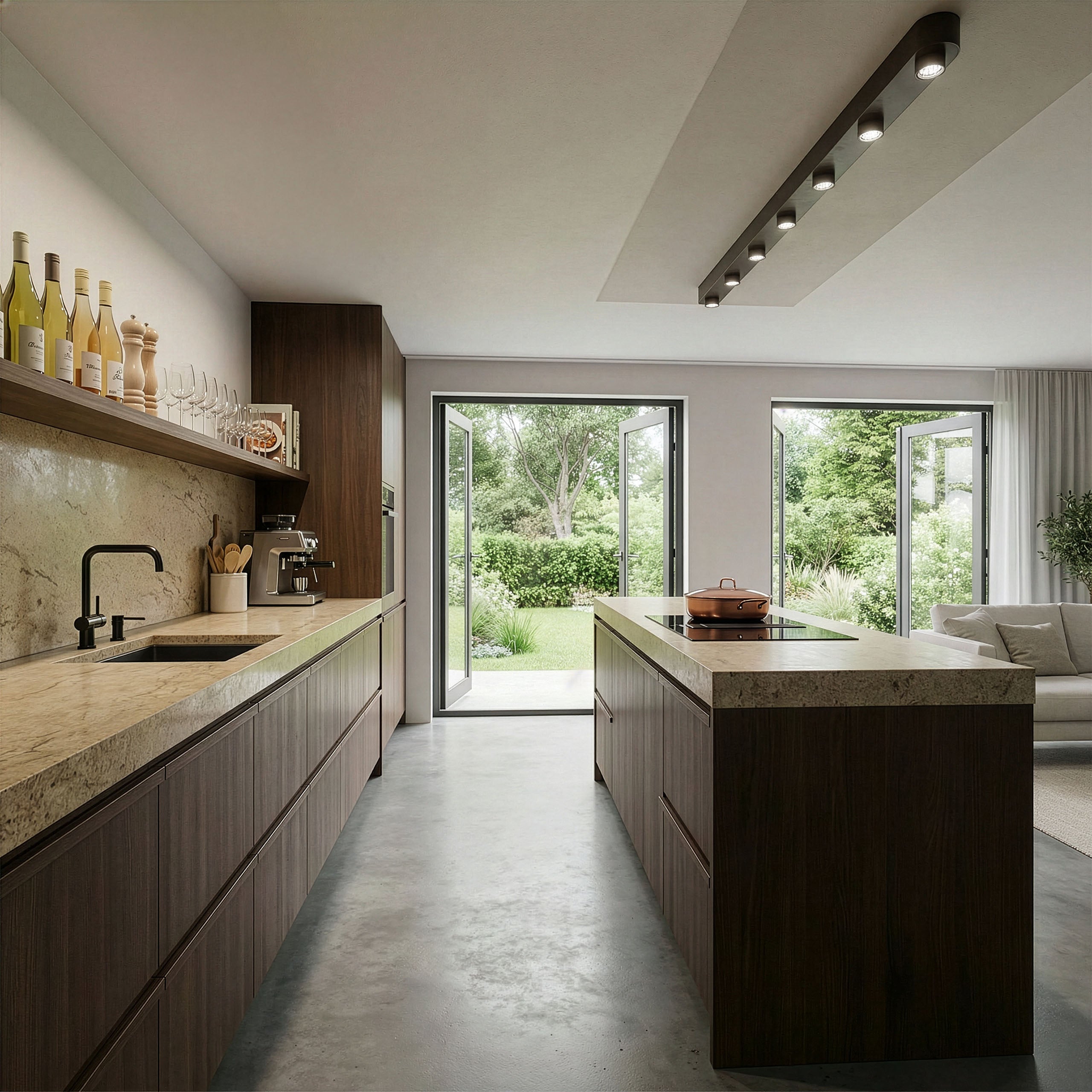 Plafondlamp Bar 7-lichts / Sienna bruin – afbeelding 1