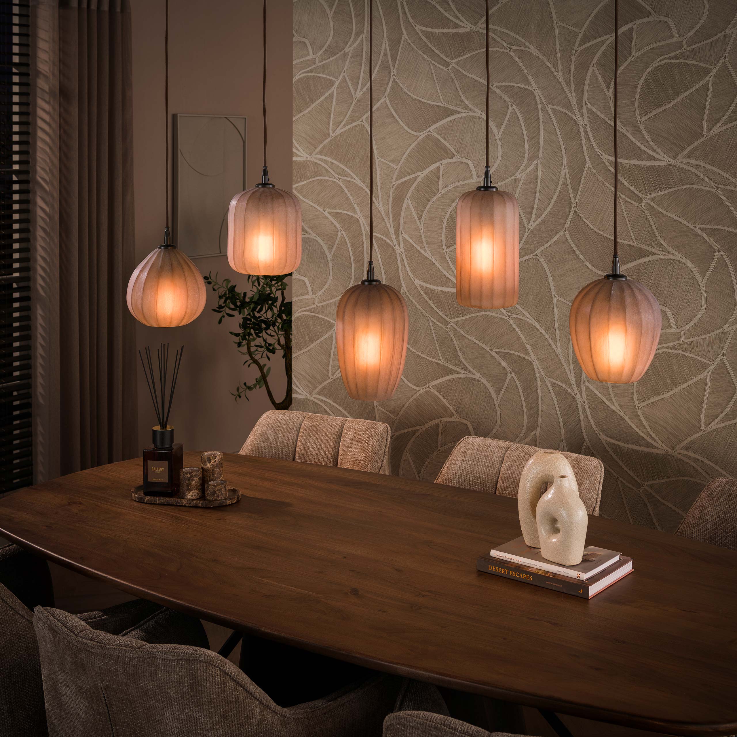 Hanglamp Altura 5-lichts / Sienna bruin-frosted – afbeelding 1