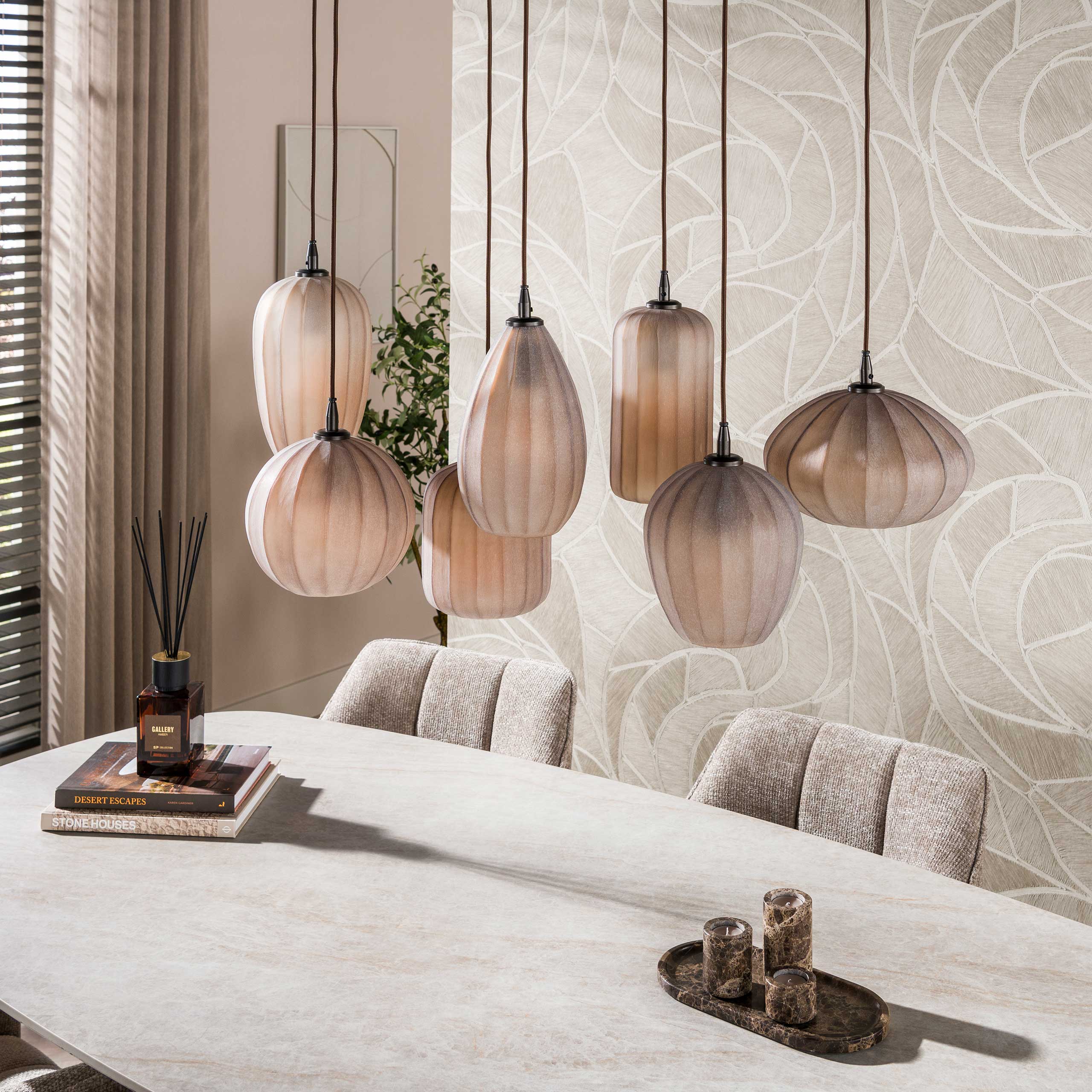 Hanglamp Altura 4+3-lichts / Sienna bruin-frosted – afbeelding 2