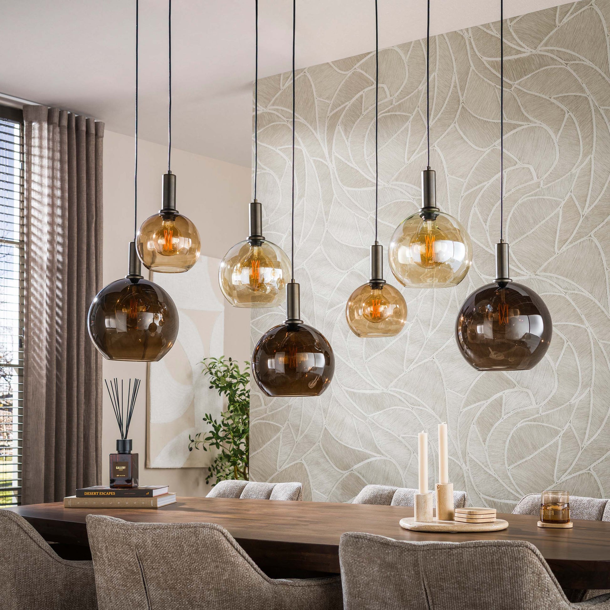 Hanglamp Moka 4+3-lichts / Multi bruin – afbeelding 2