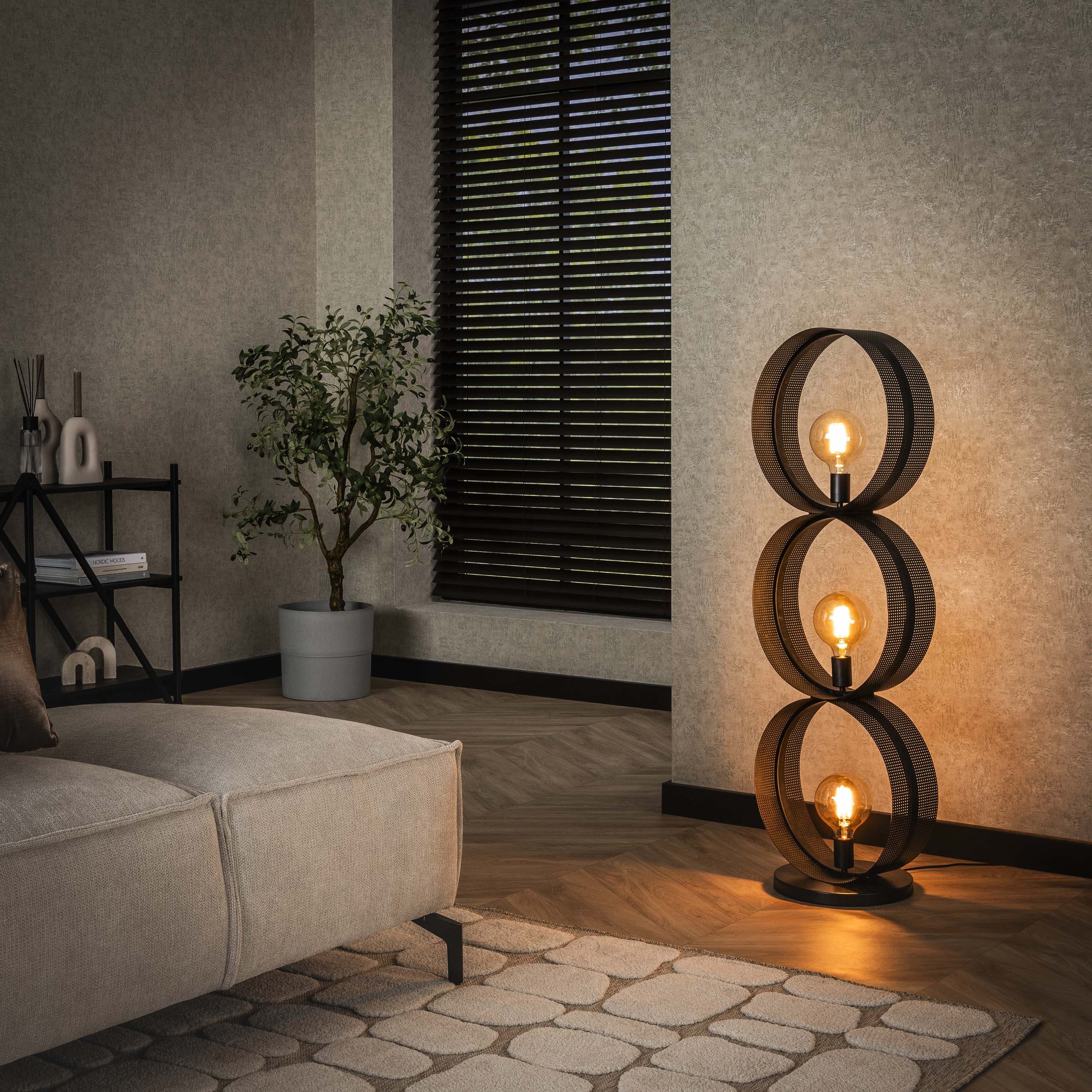 Vloerlamp Ring mesh 3-lichts / Charcoal – afbeelding 1