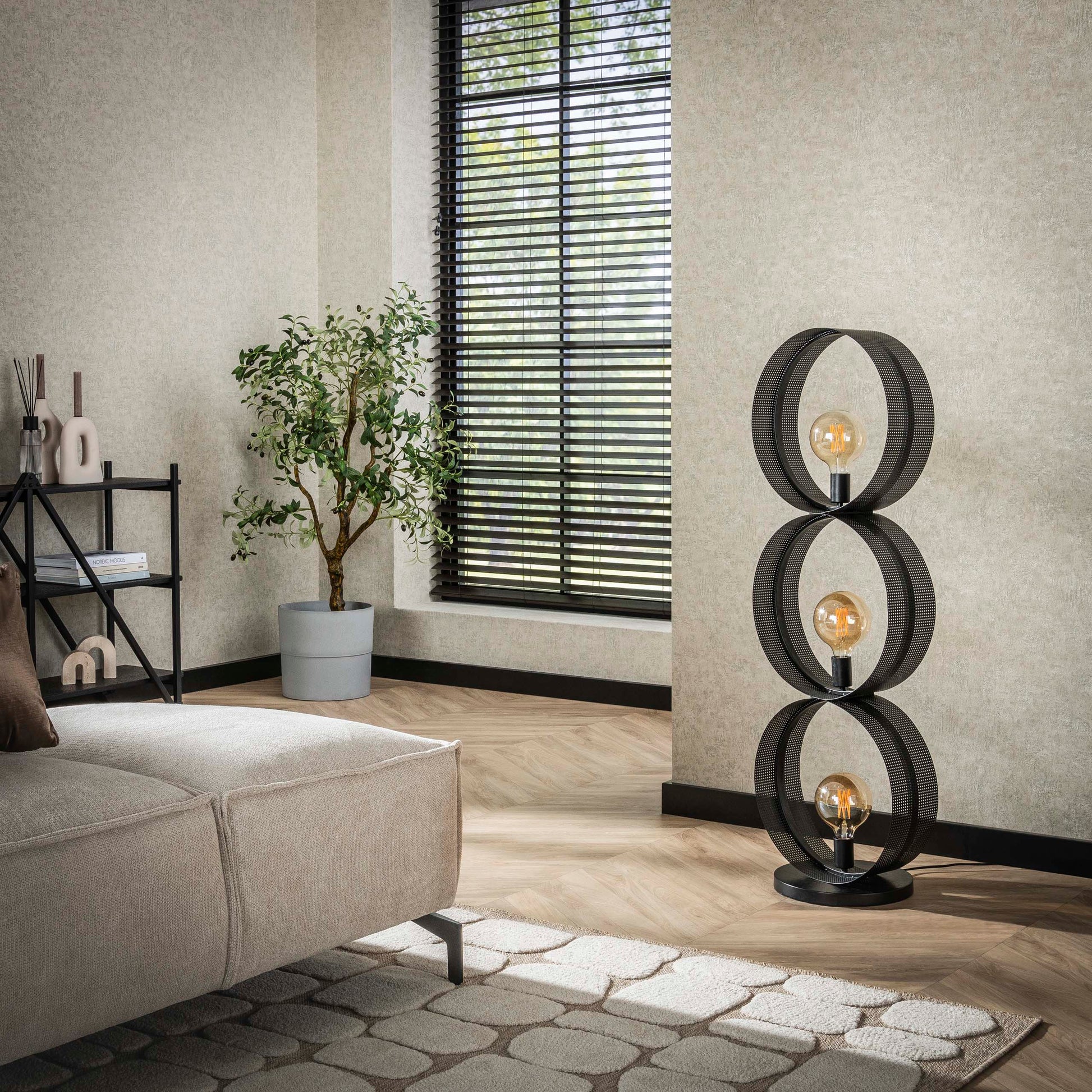 Vloerlamp Ring mesh 3-lichts / Charcoal – afbeelding 2