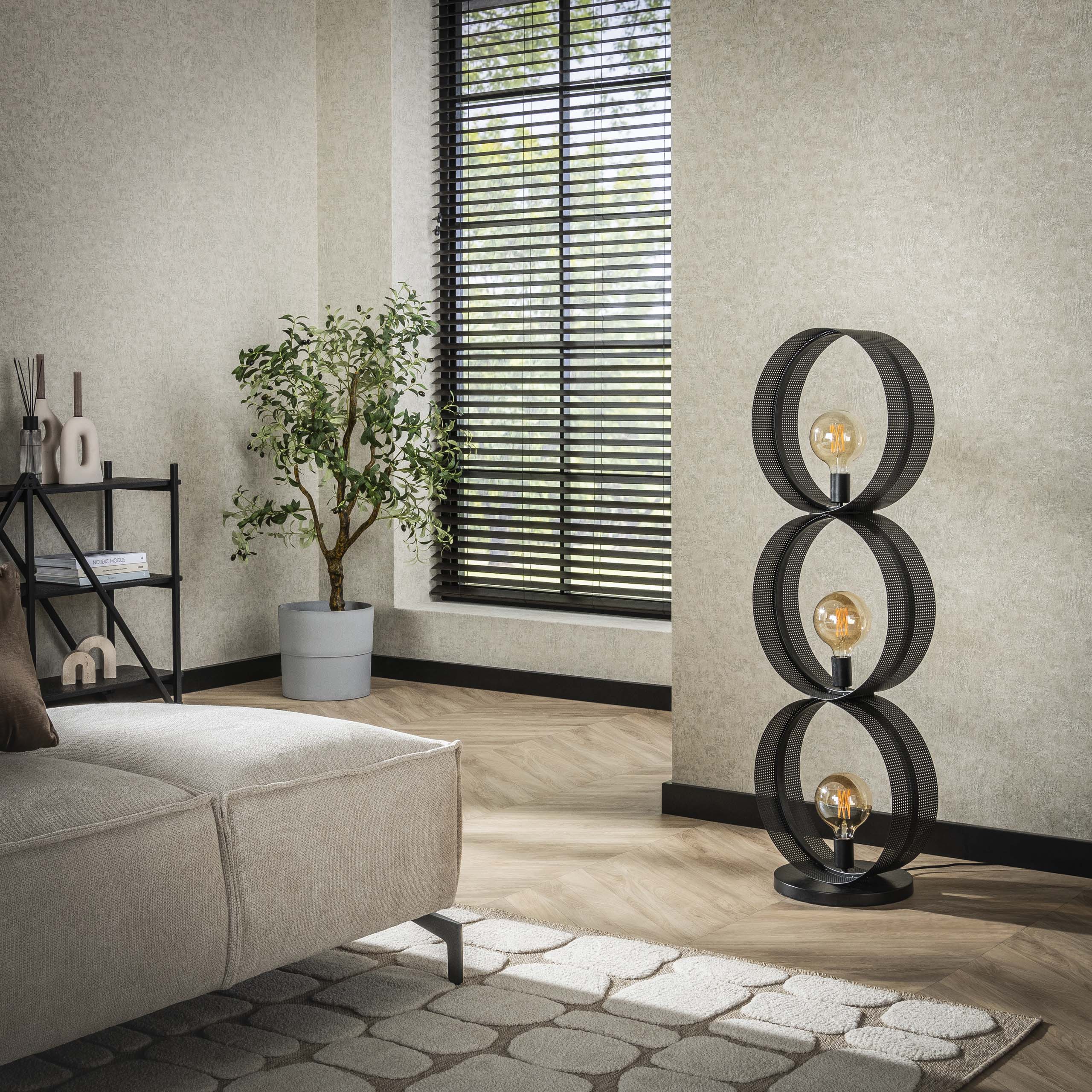 Vloerlamp Ring mesh 3-lichts / Charcoal – afbeelding 2