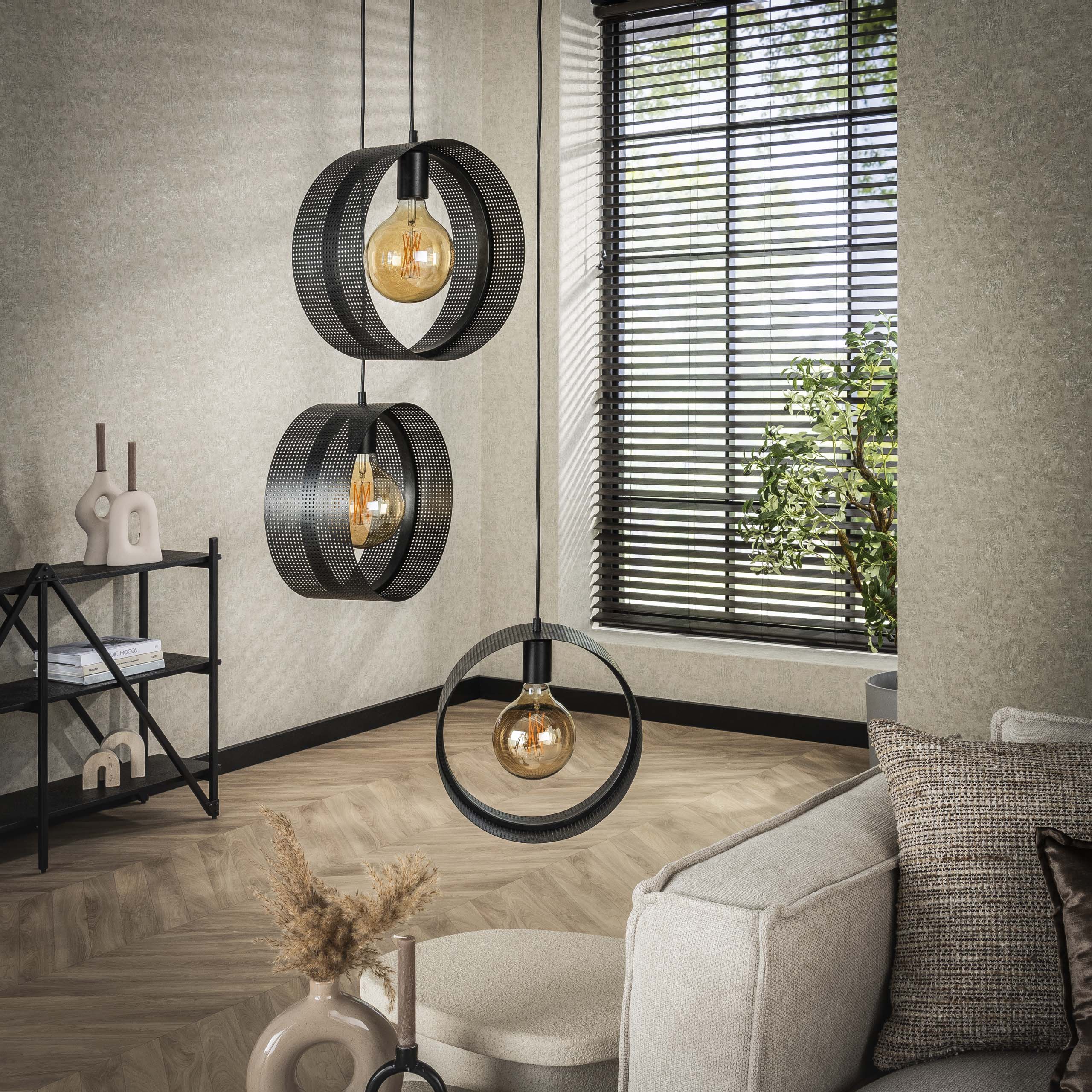 Hanglamp Ring mesh getrapt 3-lichts / Charcoal – afbeelding 2