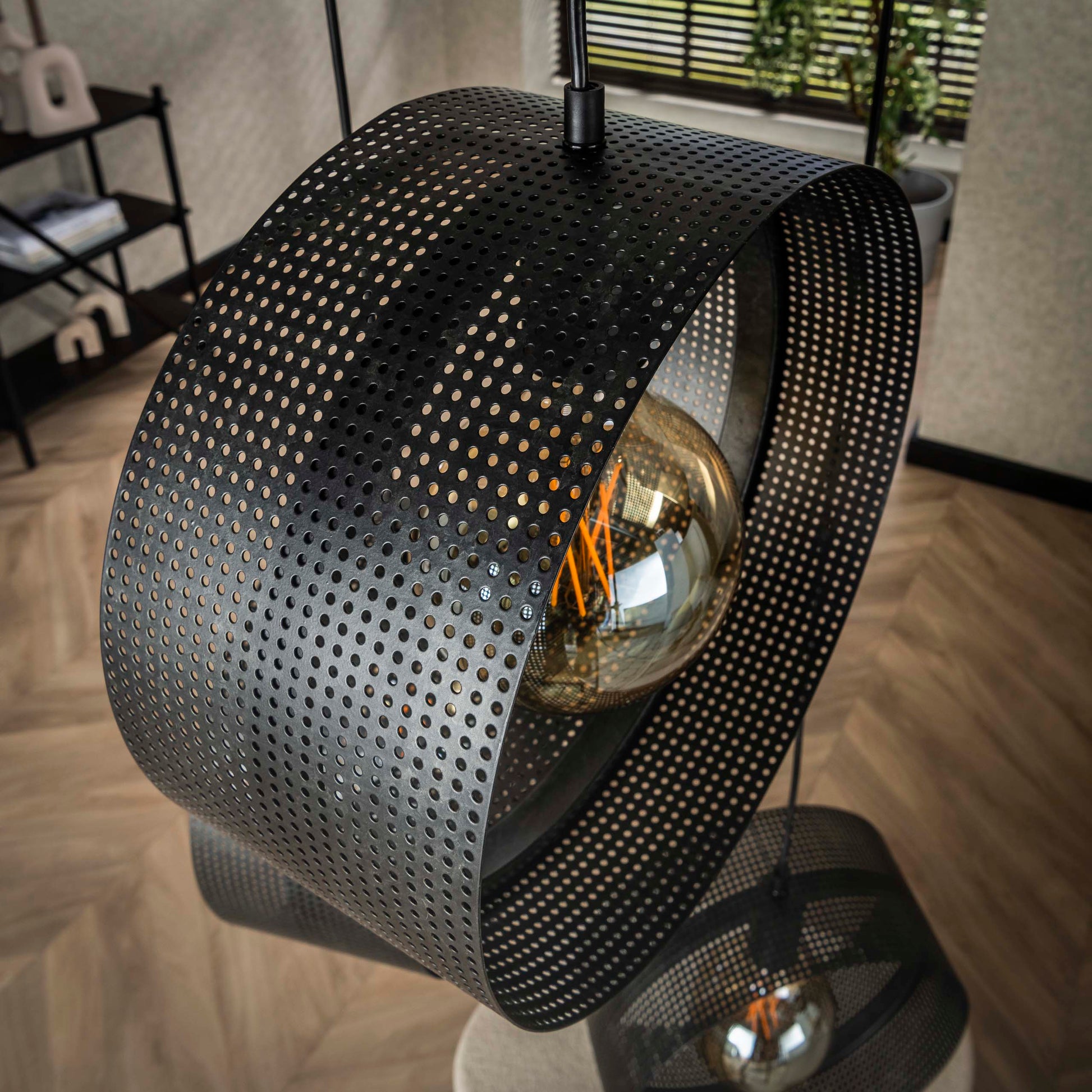 Hanglamp Ring mesh getrapt 3-lichts / Charcoal – afbeelding 3